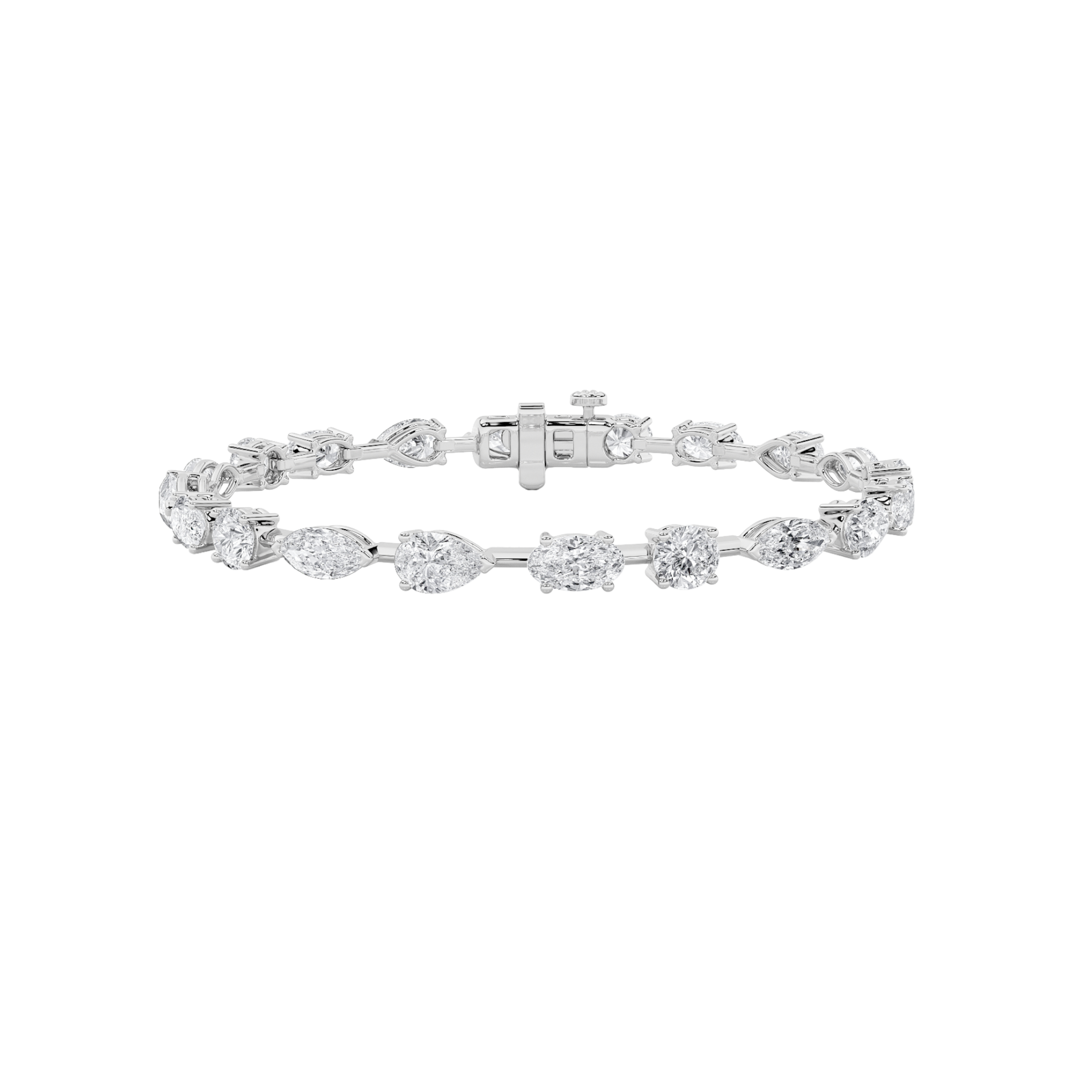 10Cttw Oval Shaped Lab Grown Diamond East & West Bracelet in 14K Gold (F/VS)