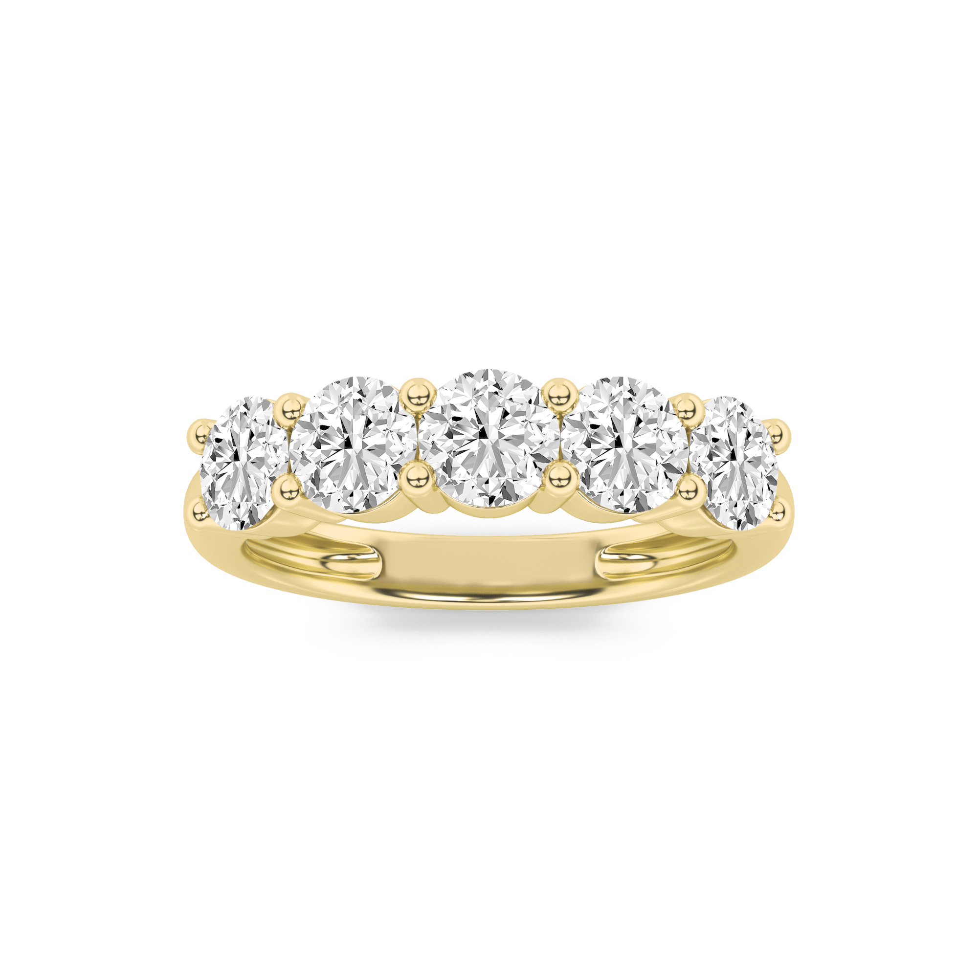 1Cttw Round Shaped Lab Grown Diamond (F/VS) Five Stone Band Ring in 14K Gold
