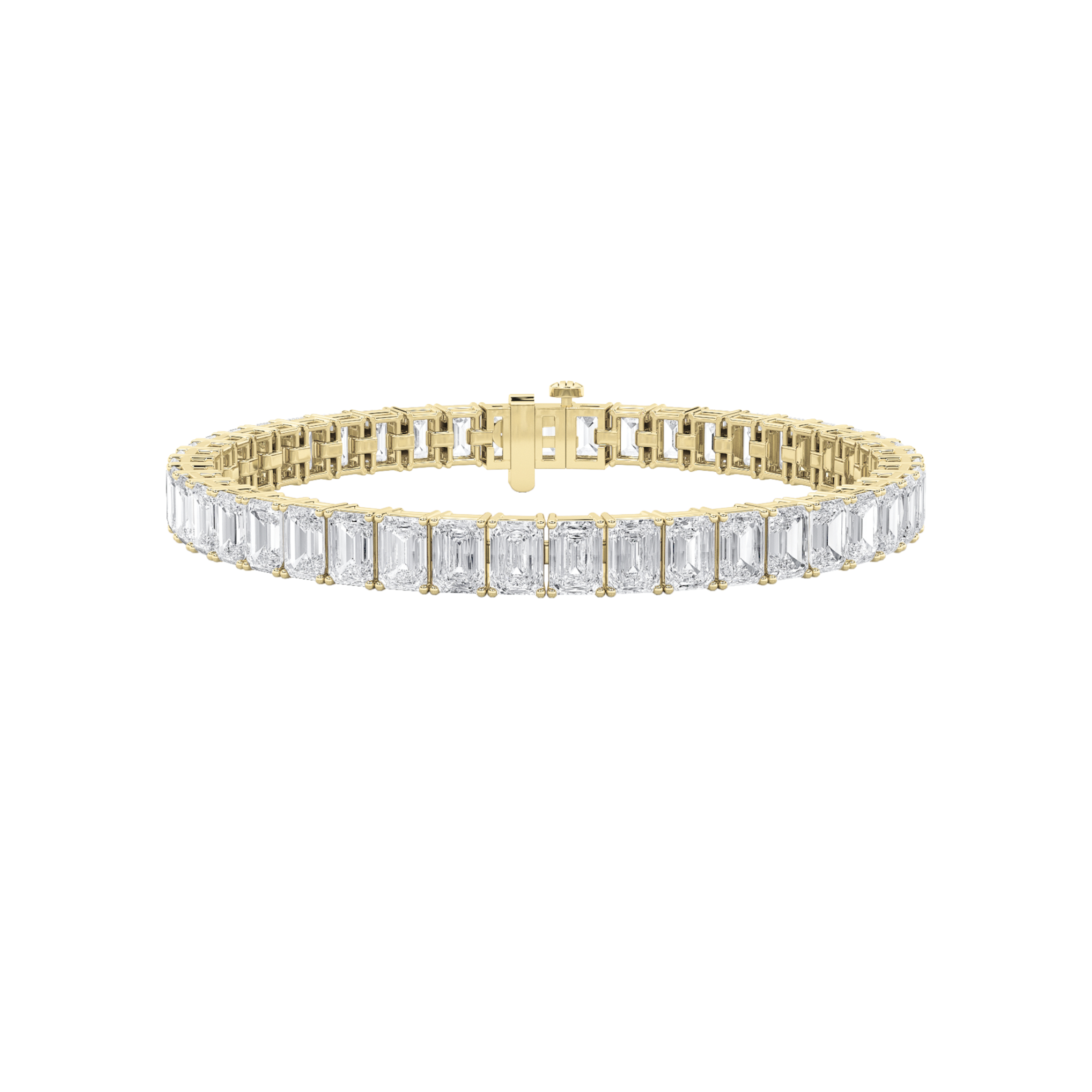 10Cttw Emerald Shaped Lab Grown Diamond (F/VS)  Bracelet in 14K Gold