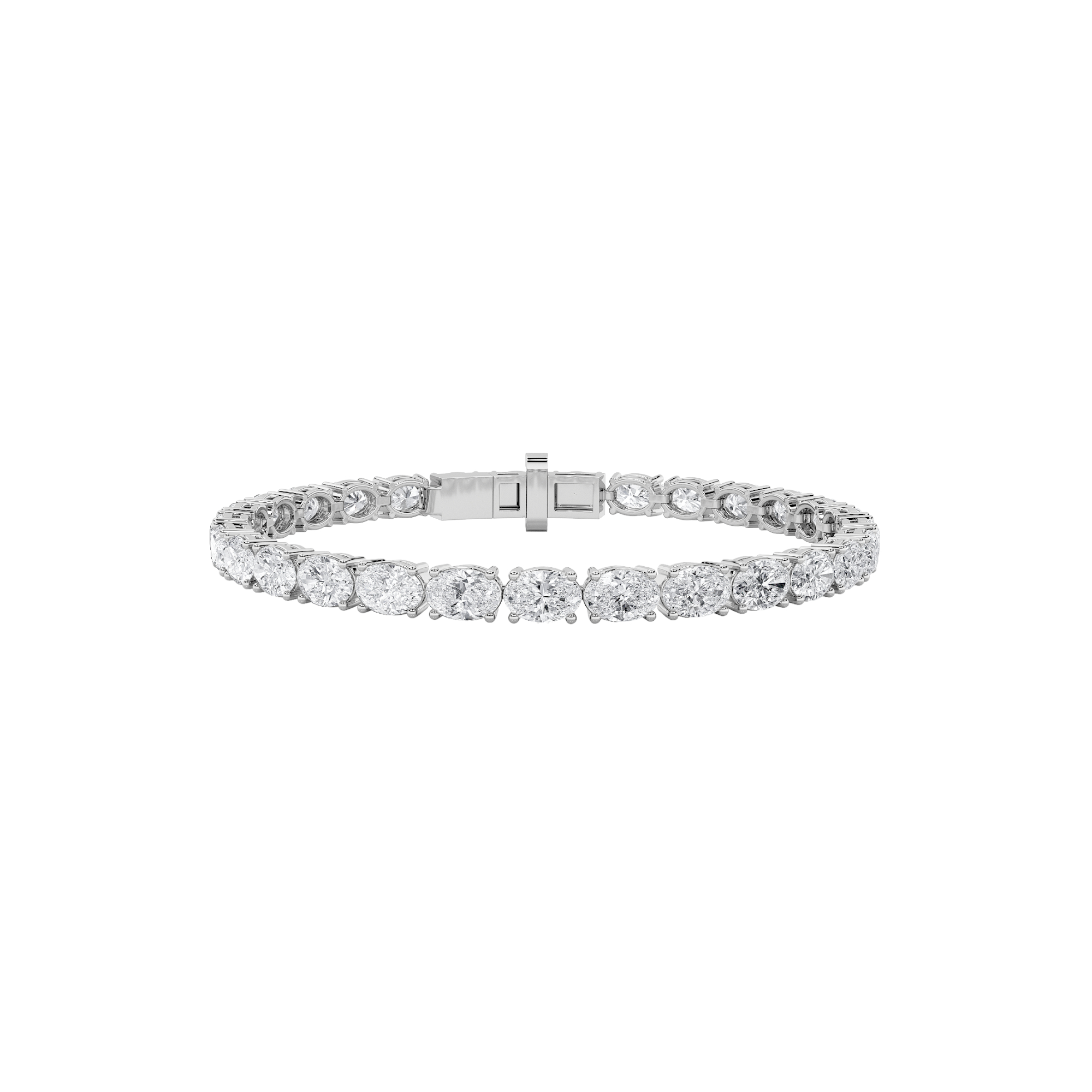 12Cttw Oval Shaped Lab Grown Diamond (F/VS) East West Line Bracelet in 14K Gold