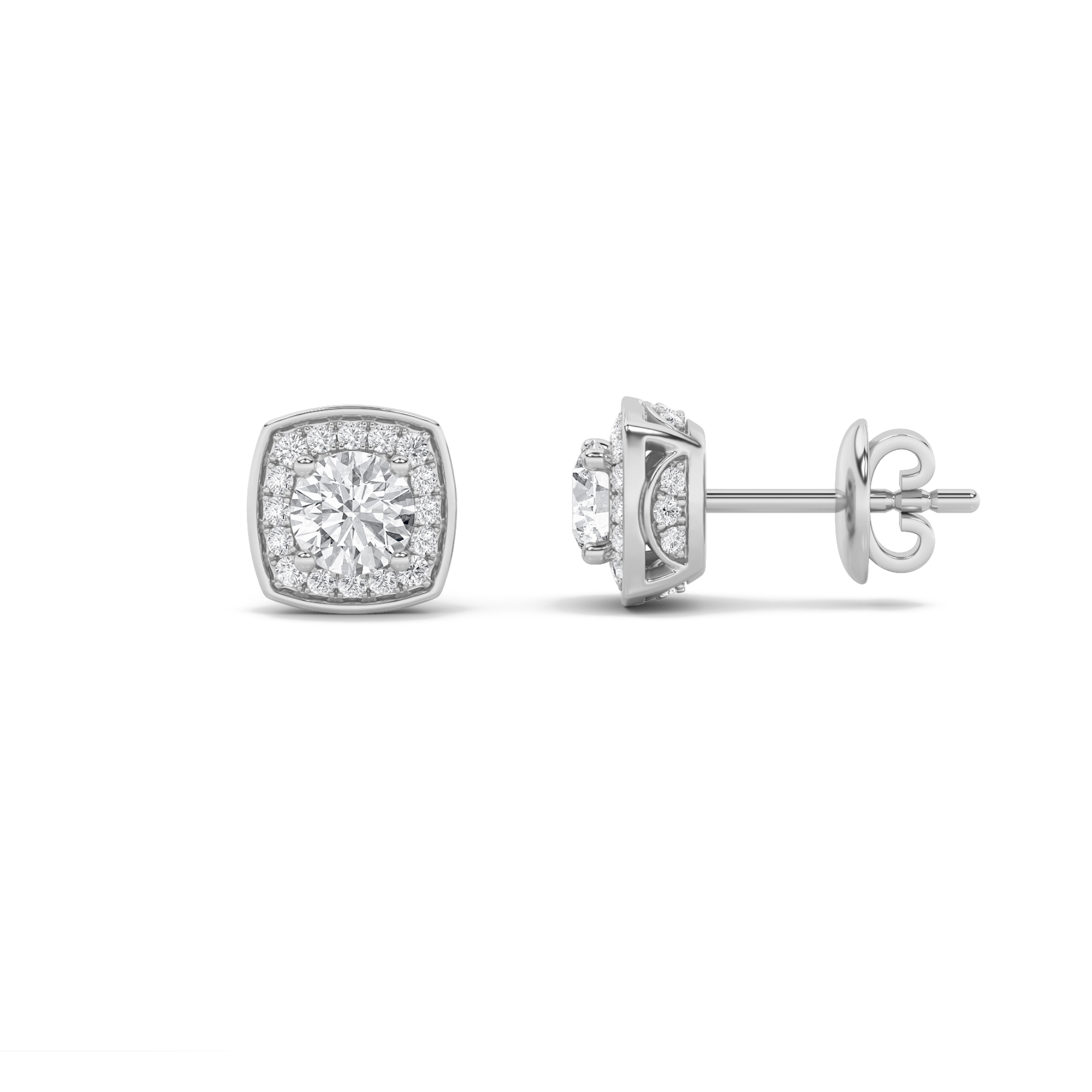 2Cttw Round Shaped Lab Grown Diamond (F/VS)  Earrings in 14K Gold