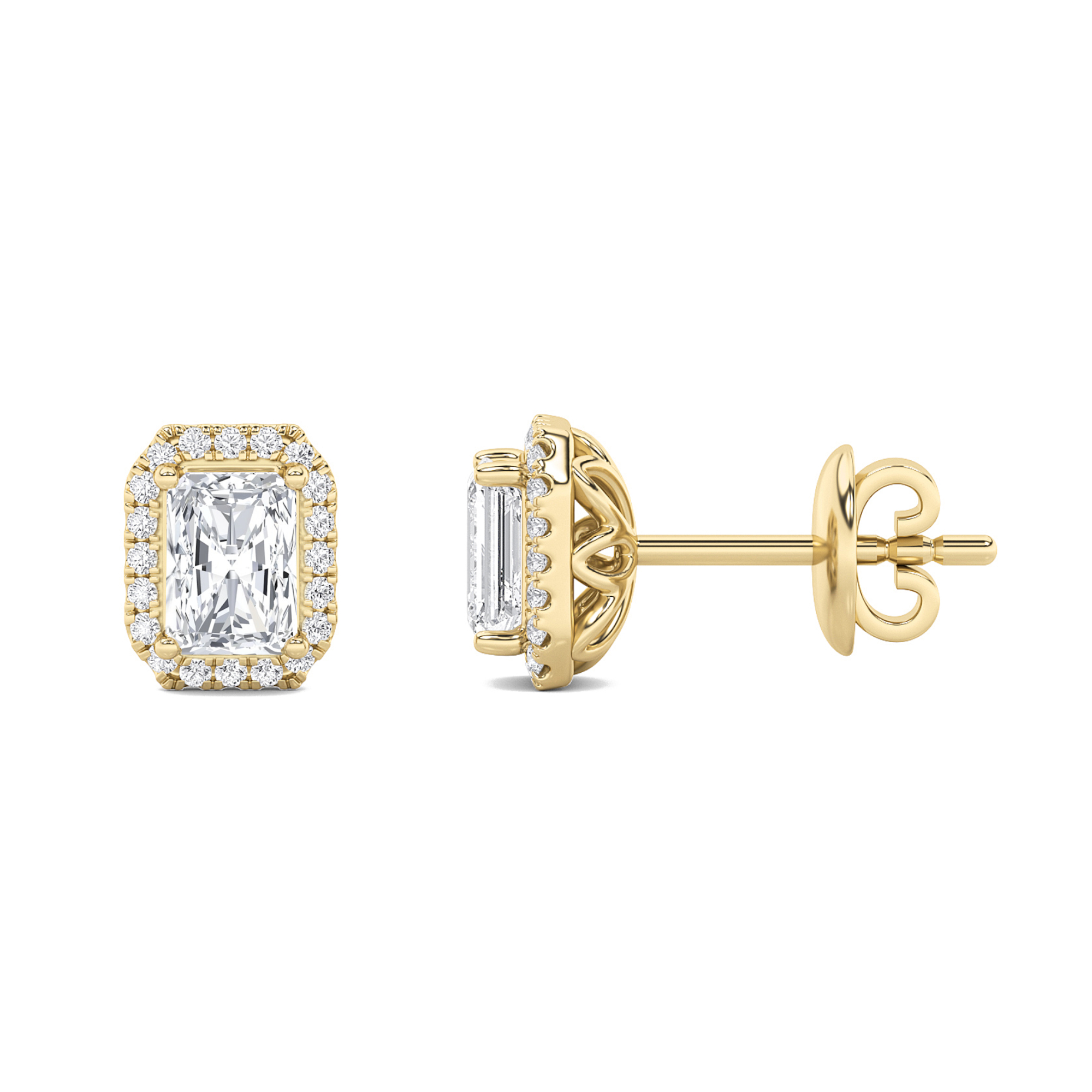 2Cttw Radiant Shaped Lab Grown Diamond (F/VS)  Earrings in 14K Gold