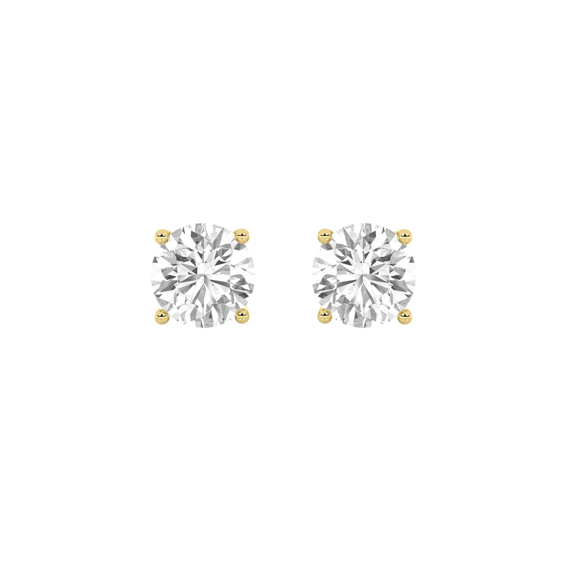 4Cttw Round Shaped Lab Grown Diamond (G/VS) Stud Earrings in 14K Yellow Gold