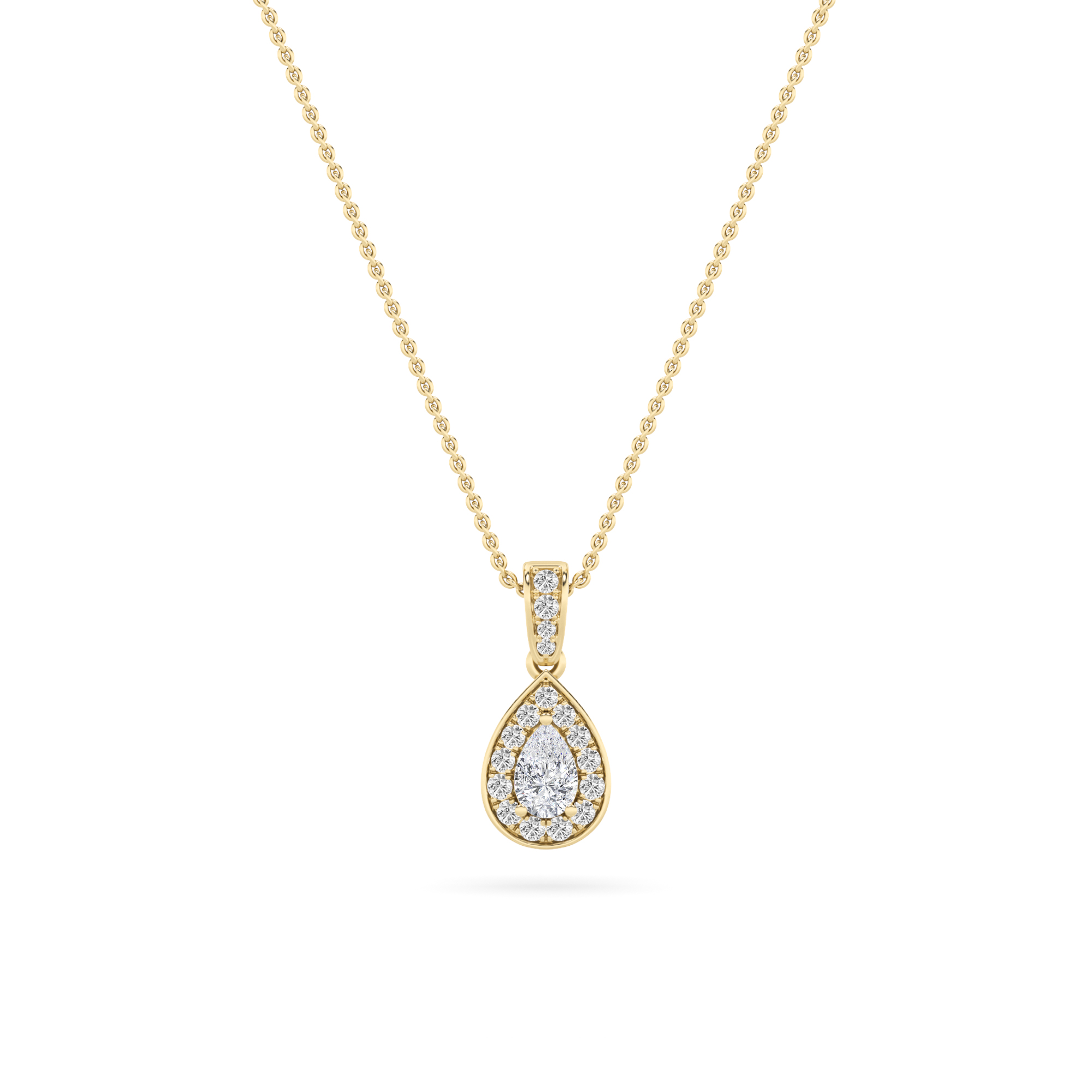 1.25Cttw Pear Shaped Lab Grown Diamond (F/VS) Halo Pendant in 14K Gold