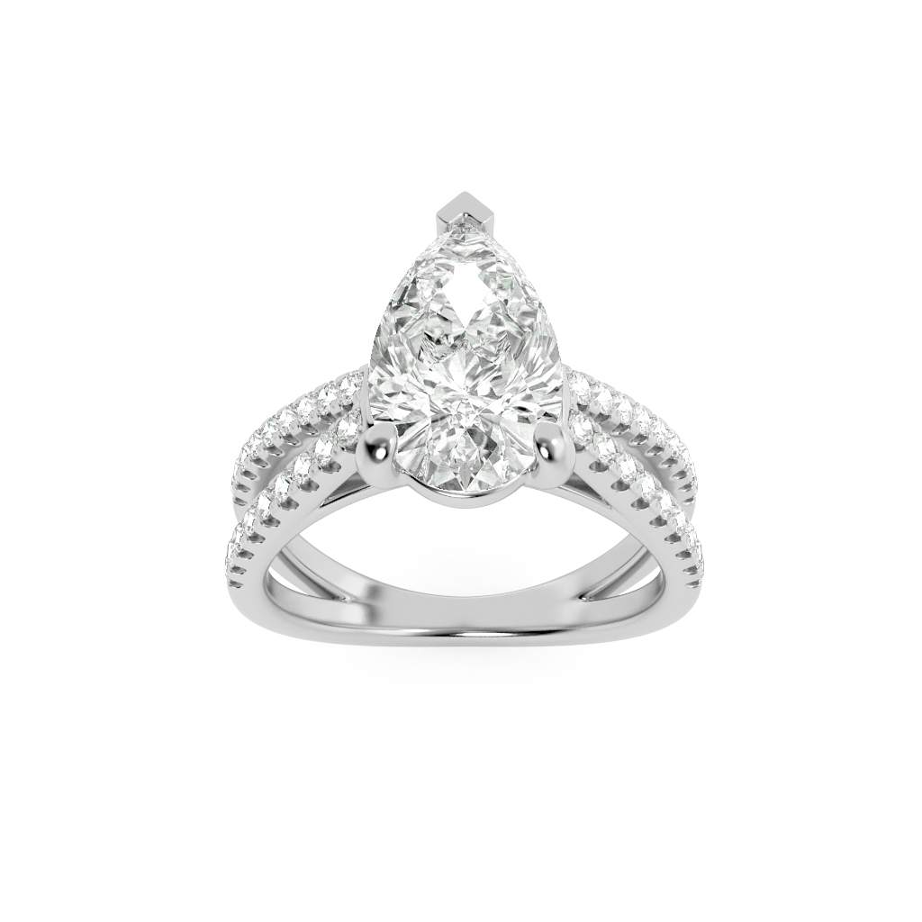 2Cttw Pear Shaped Lab Grown Diamond (F/VS) Cross Shank Accented Engagement Ring in 14K Gold