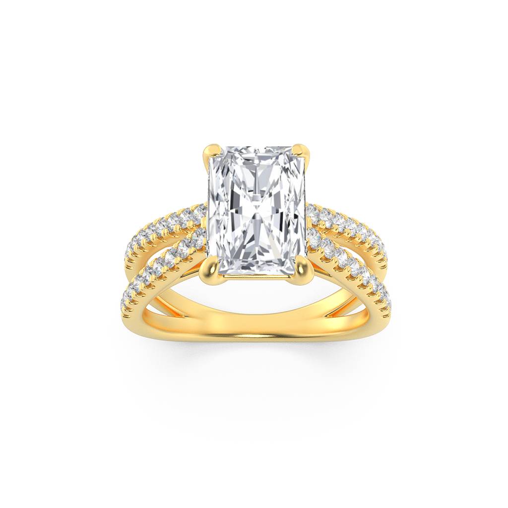 2Cttw Radiant Shaped Lab Grown Diamond (F/VS)  Ring in 14K Gold