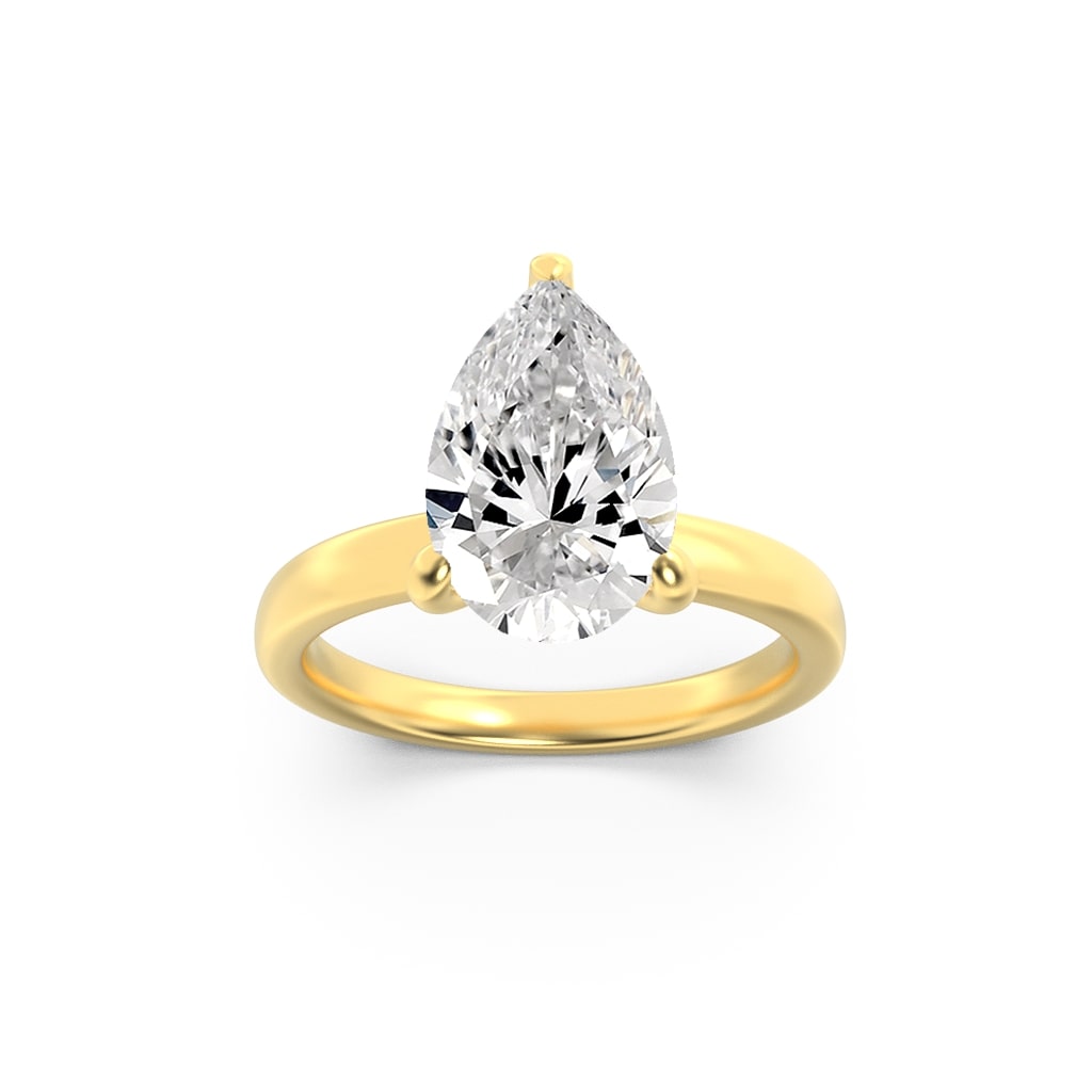 1Cttw Pear Shaped Lab Grown Diamond (F/VS) Hidden Halo Plain Shank Engagement Ring in 14K Gold