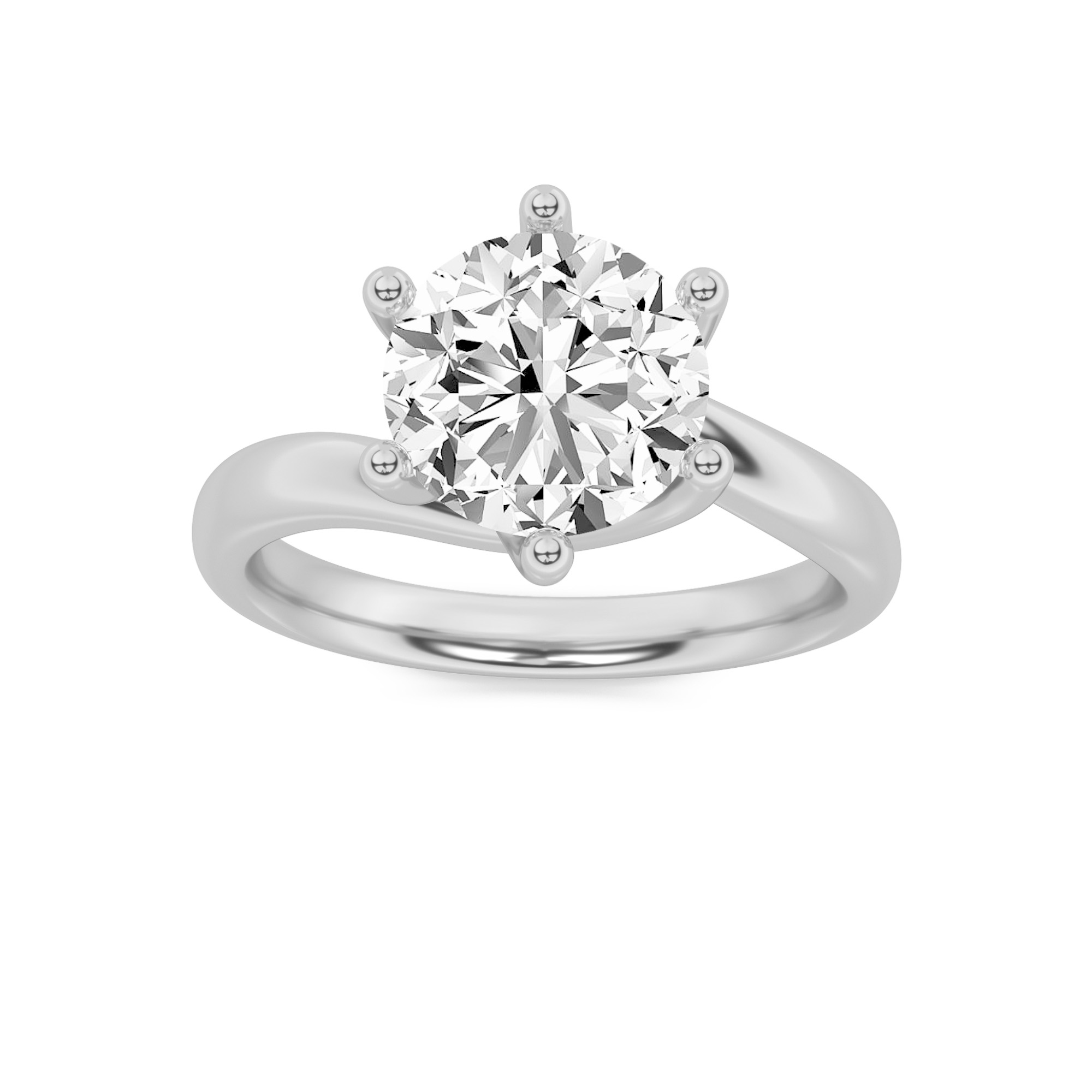 2Cttw Round Shaped Lab Grown Diamond (F/VS) Bypass Shank Engagement Ring in 14K Gold
