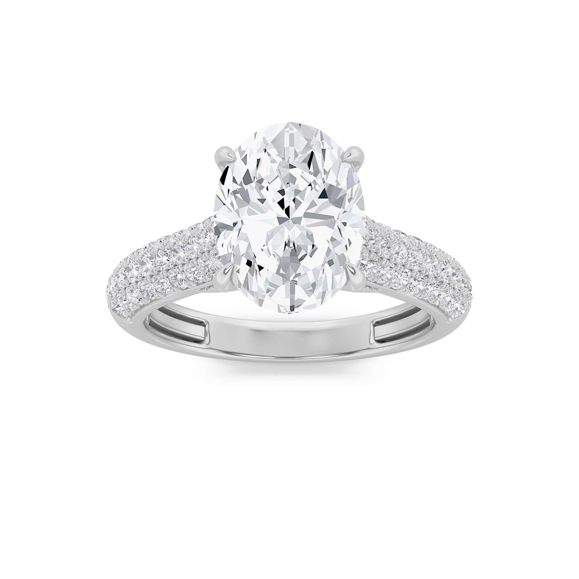1.5Cttw Oval Shaped Lab Grown Diamond (F/VS) Hidden Halo Accented Engagement Ring in 14K Gold