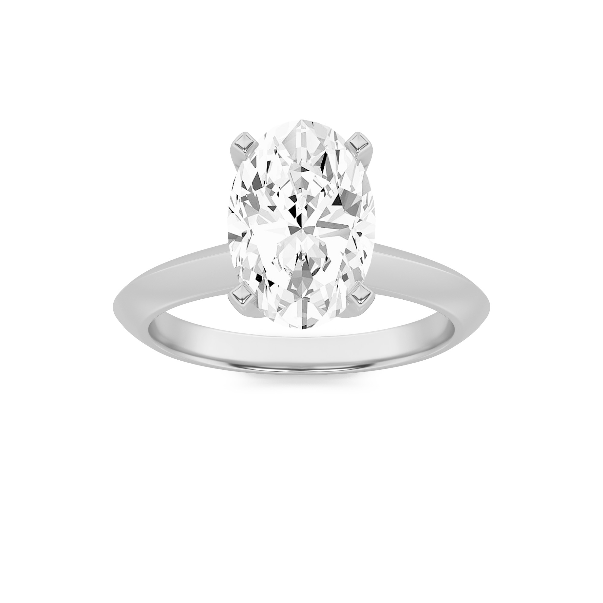 1Cttw Oval Shaped Lab Grown Diamond (F/VS) Knife Edge Shank Solitaire Engagement Ring in 14K Gold