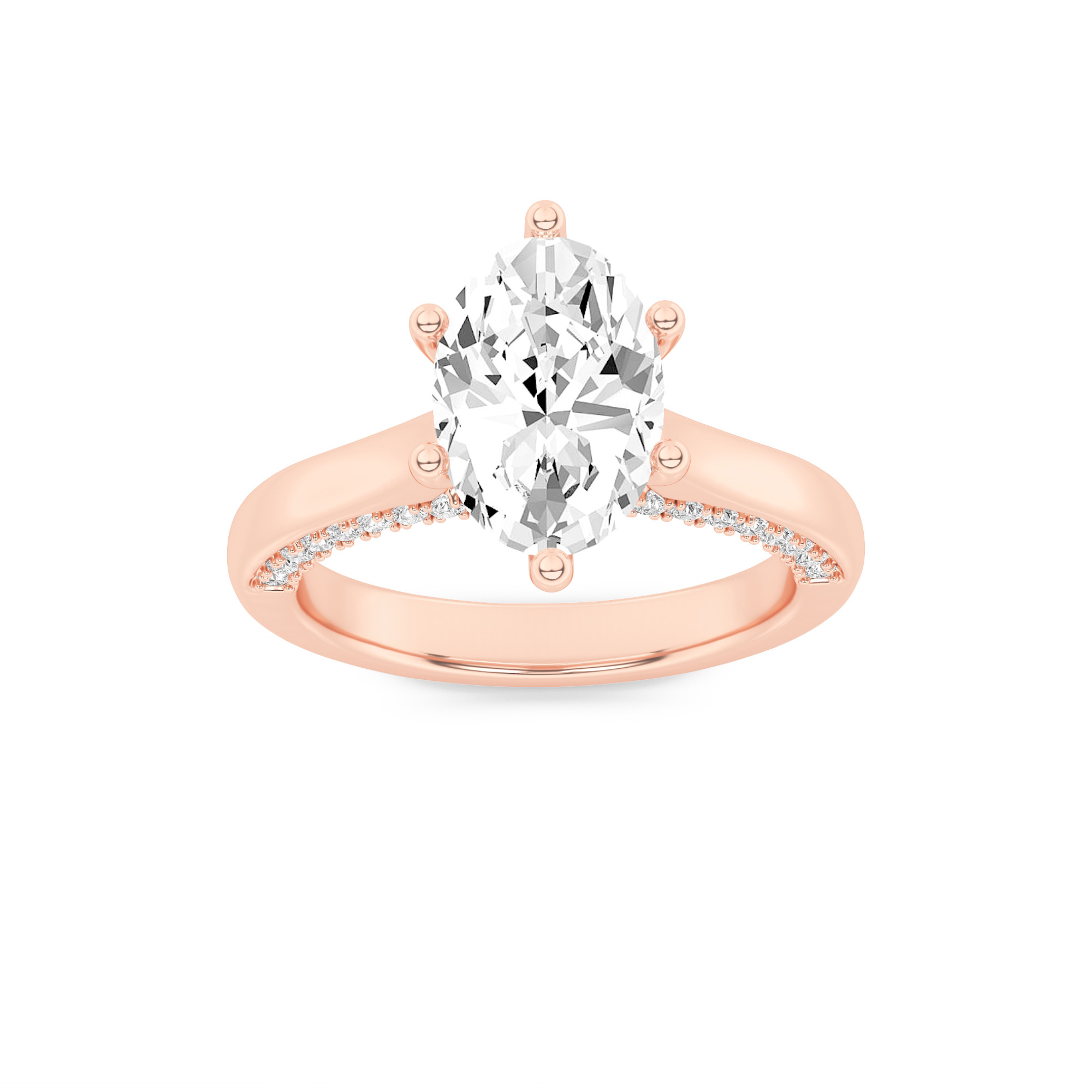 2Cttw Oval Shaped Lab Grown Diamond (F/VS) Tulip Motif Accented Engagement Ring in 14K Gold