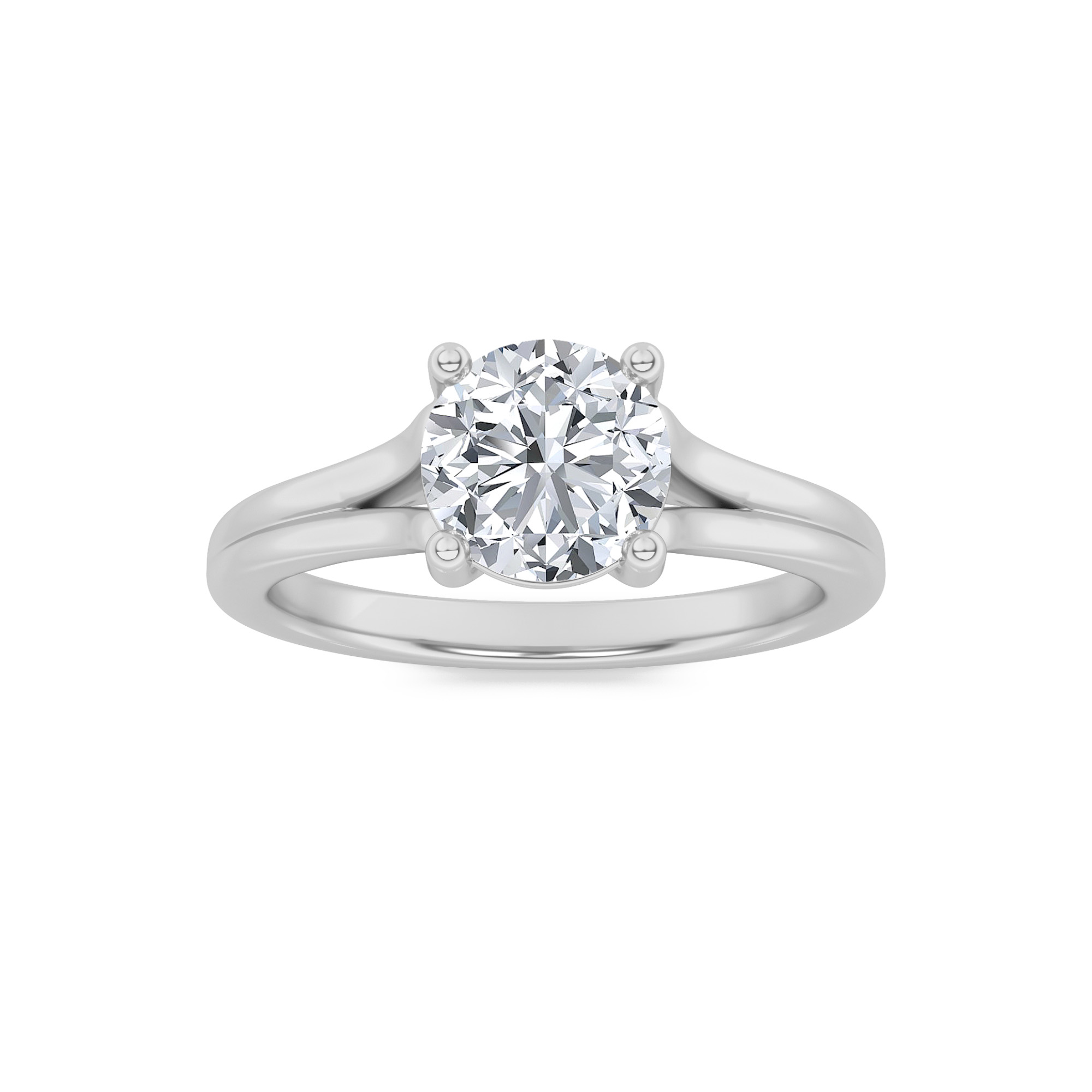 1Cttw Round Shaped Lab Grown Diamond (F/VS) Split Shank Solitaire Engagement Ring in 14K Gold