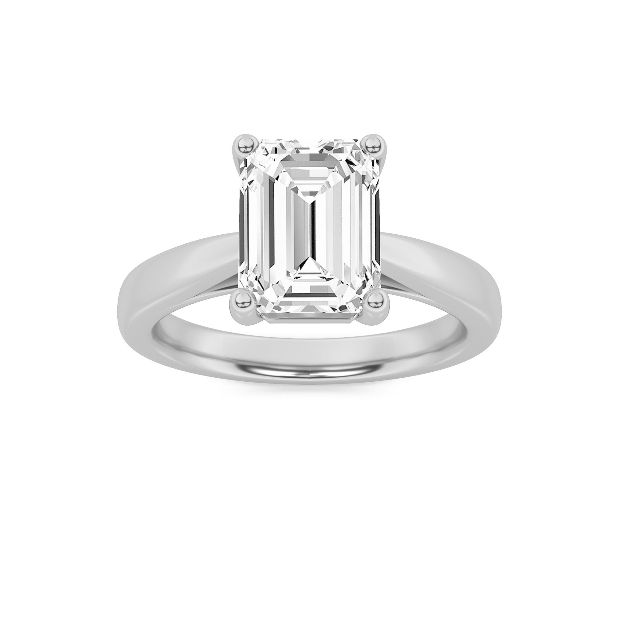 2Cttw Emerald Shaped Lab Grown Diamond (F/VS) Classic Shank Solitaire Engagement Ring in 14K Gold