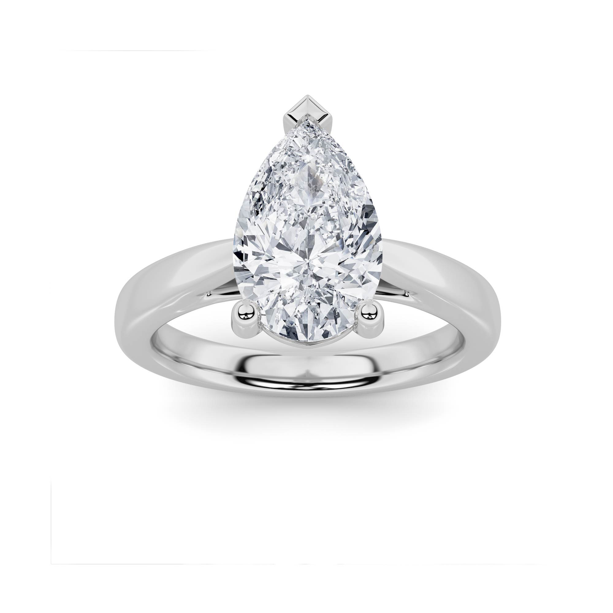 2Cttw Pear Shaped Lab Grown Diamond (F/VS) Classic Shank Solitaire Engagement Ring in 14K Gold