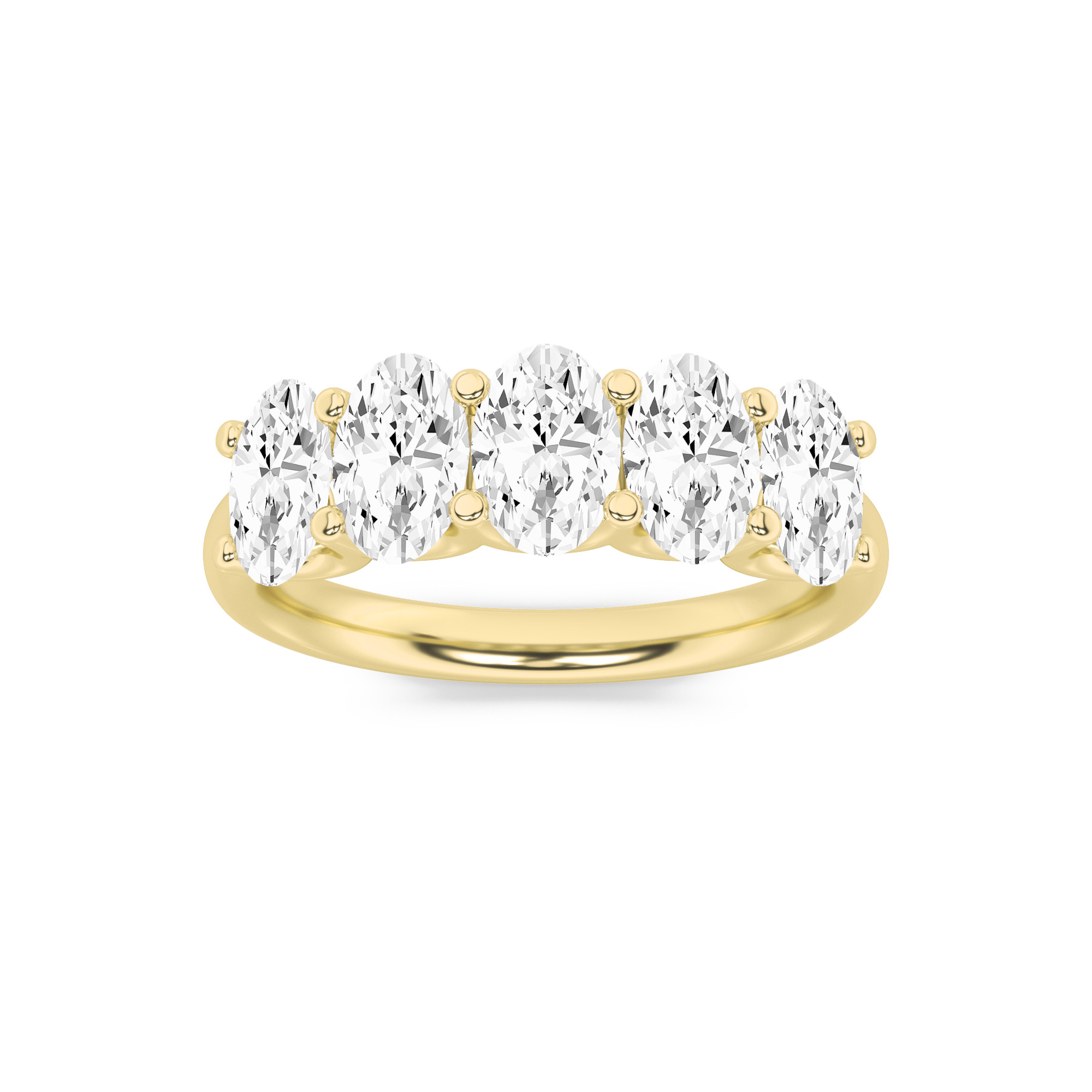 2Cttw Oval Shaped Lab Grown Diamond (F/VS) Five Stone Band Ring in 14K Gold
