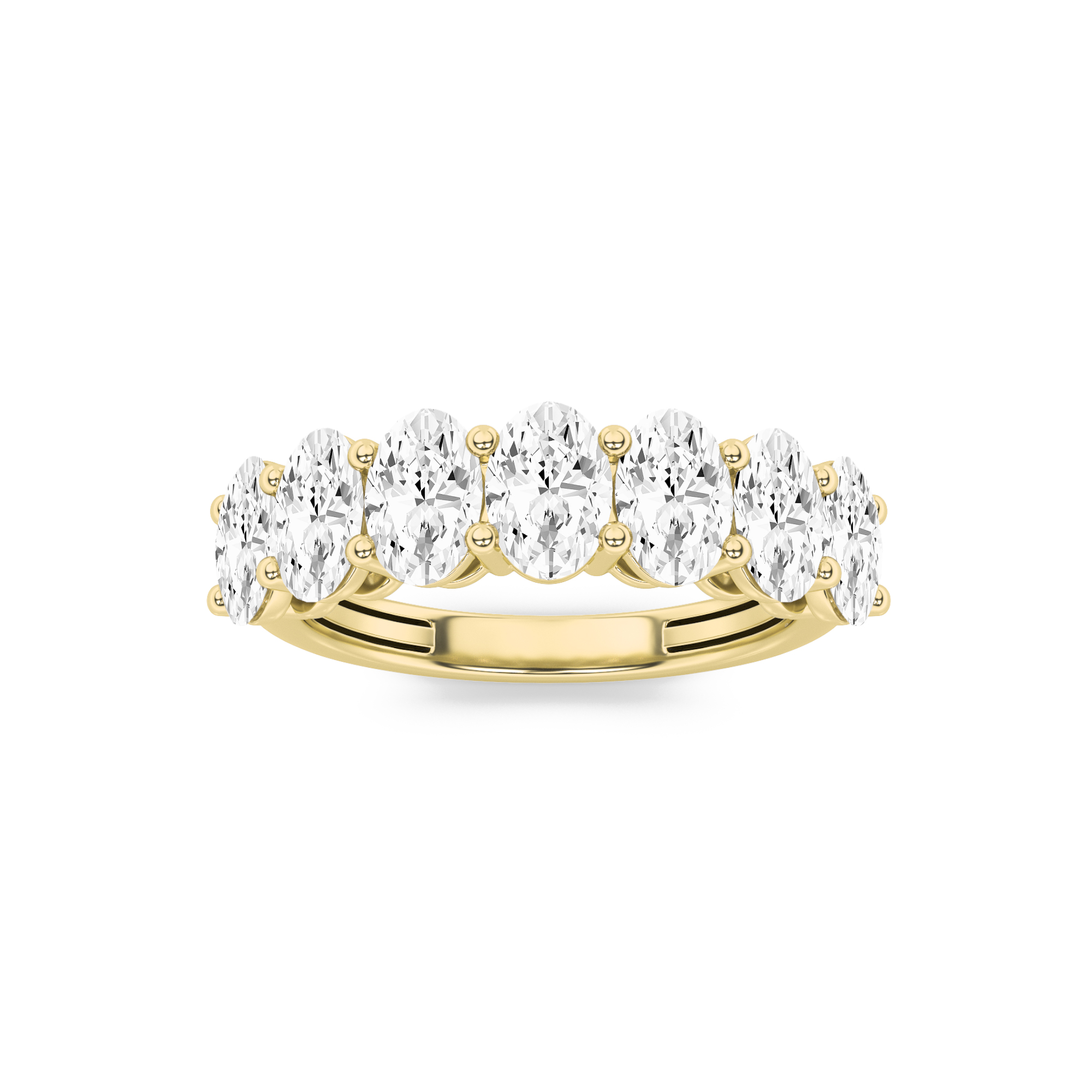 2Cttw Oval Shaped Lab Grown Diamond (F/VS) Seven Stone Band Ring in 14K Gold