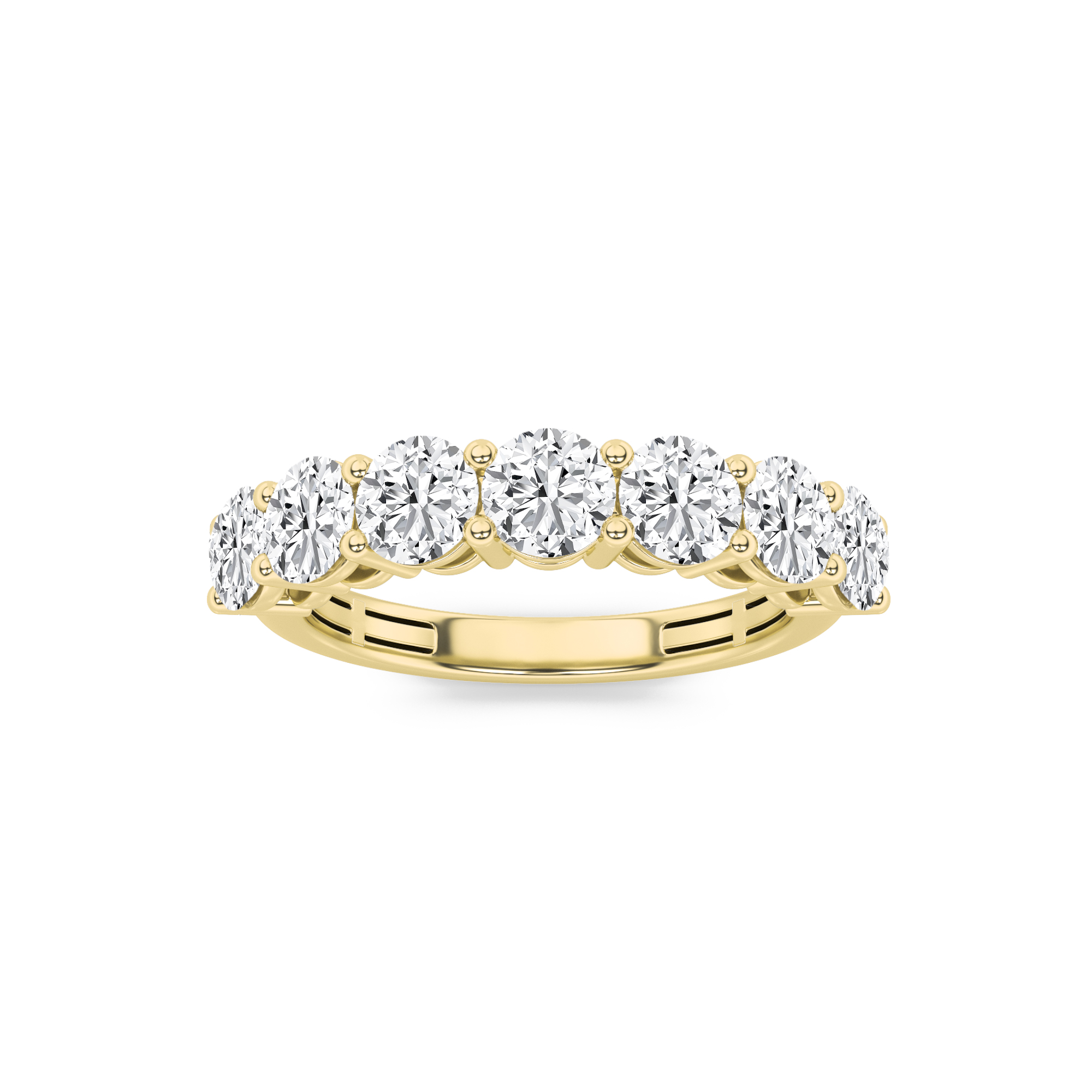 2Cttw Round Shaped Lab Grown Diamond (F/VS) Seven Stone Band Ring in 14K Gold