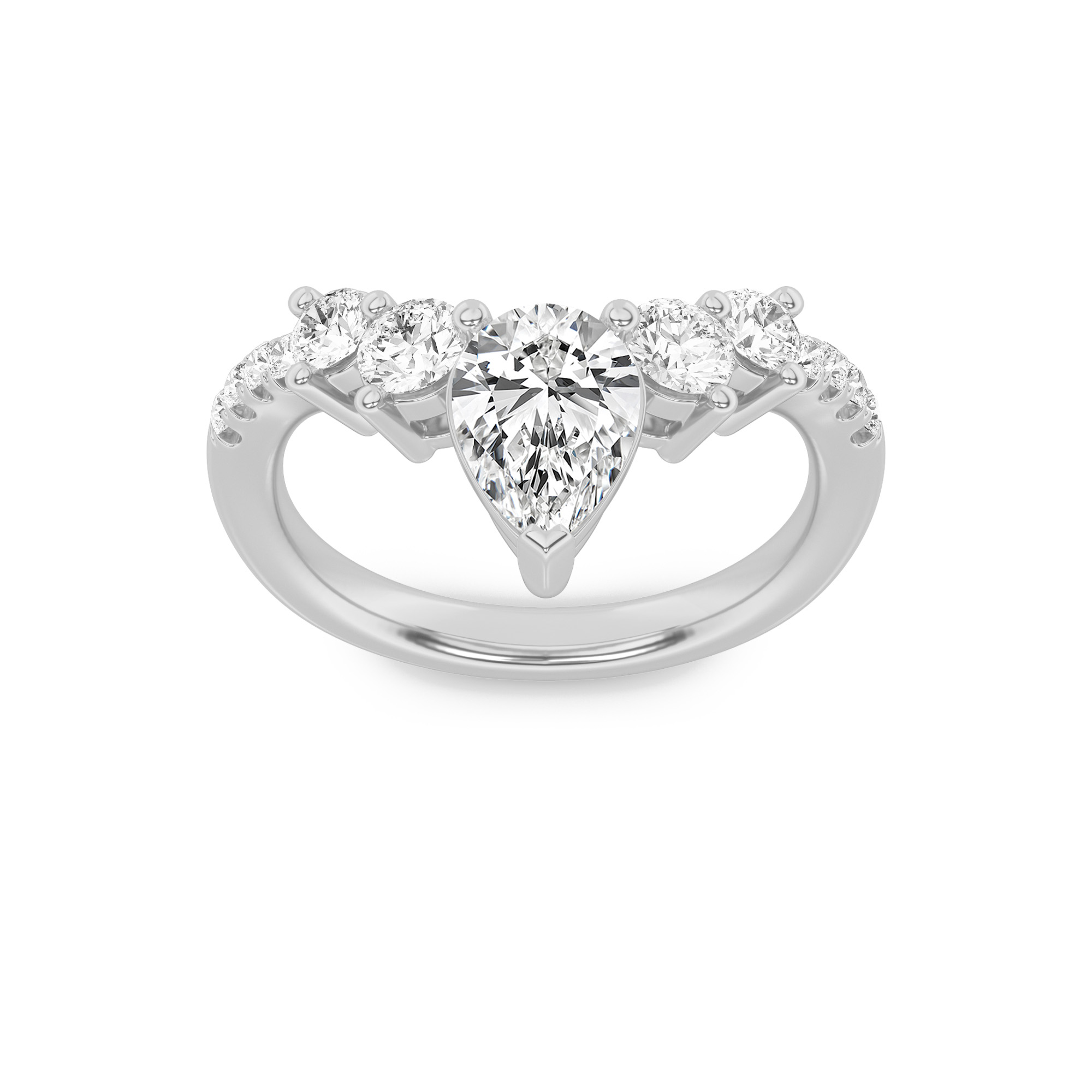 1.5Cttw Pear Shaped Lab Grown Diamond (F/VS) Fancy Contour Ring in 14K Gold