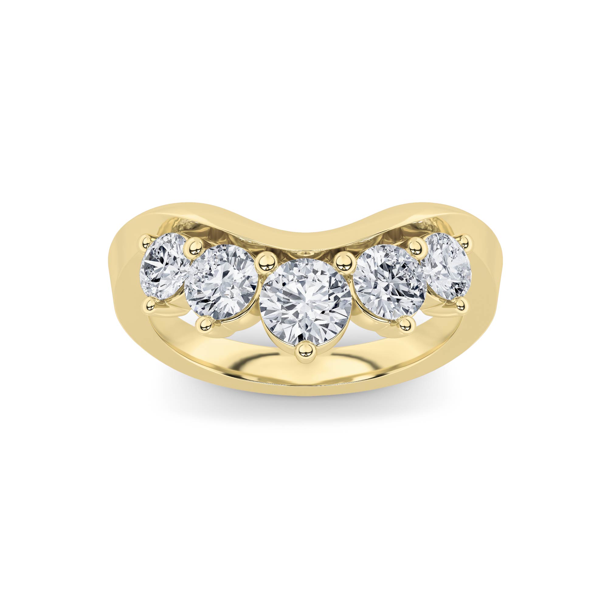 1Cttw Round Shaped Lab Grown Diamond (F/VS) Fancy Contour Ring in 14K Gold