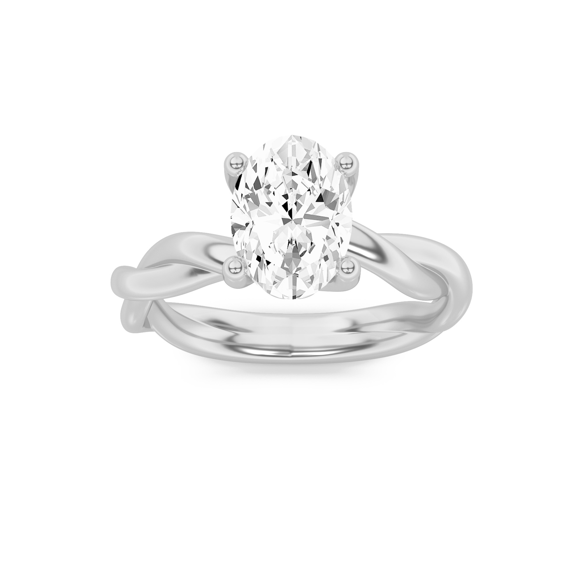 1Cttw Oval Shaped Lab Grown Diamond (F/VS) Twisted Shank Solitaire Engagement Ring in 14K Gold