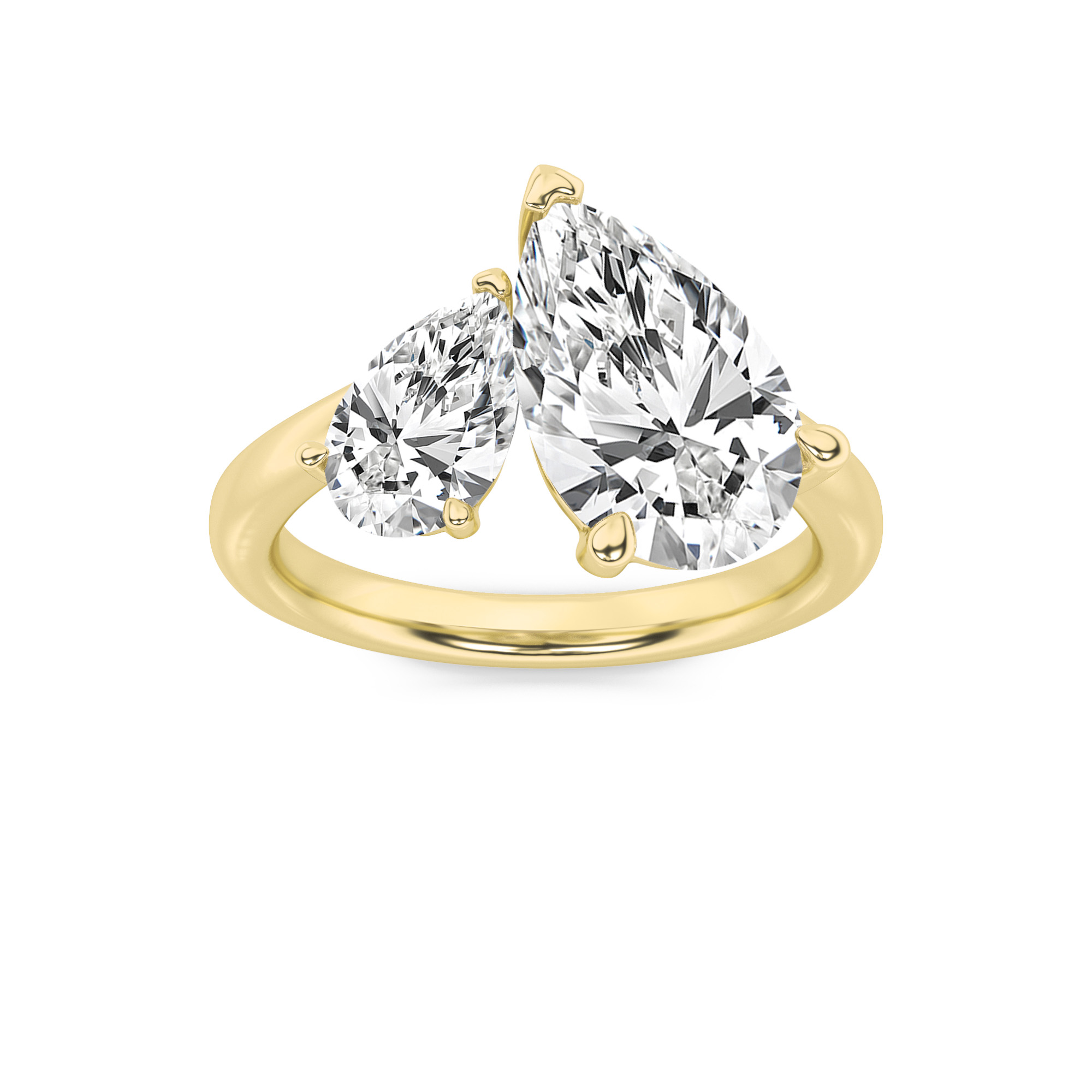 3Cttw Pear Shaped Lab Grown Diamond (F/VS) Toi et Moi Engagement Ring in 14K Gold