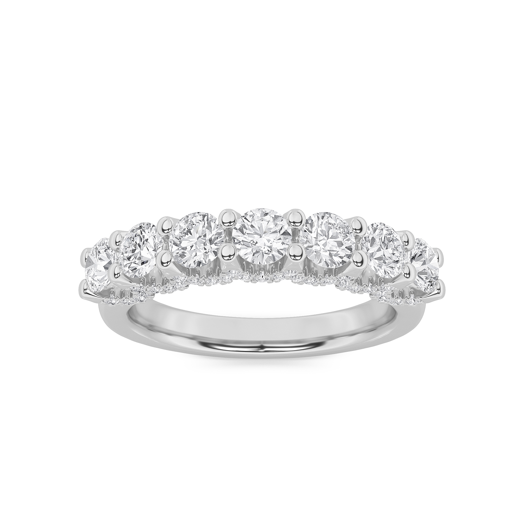 1Cttw Round Shaped Lab Grown Diamond (F/VS) Accented Double Halo Set of Band and  Ring in 14K Gold