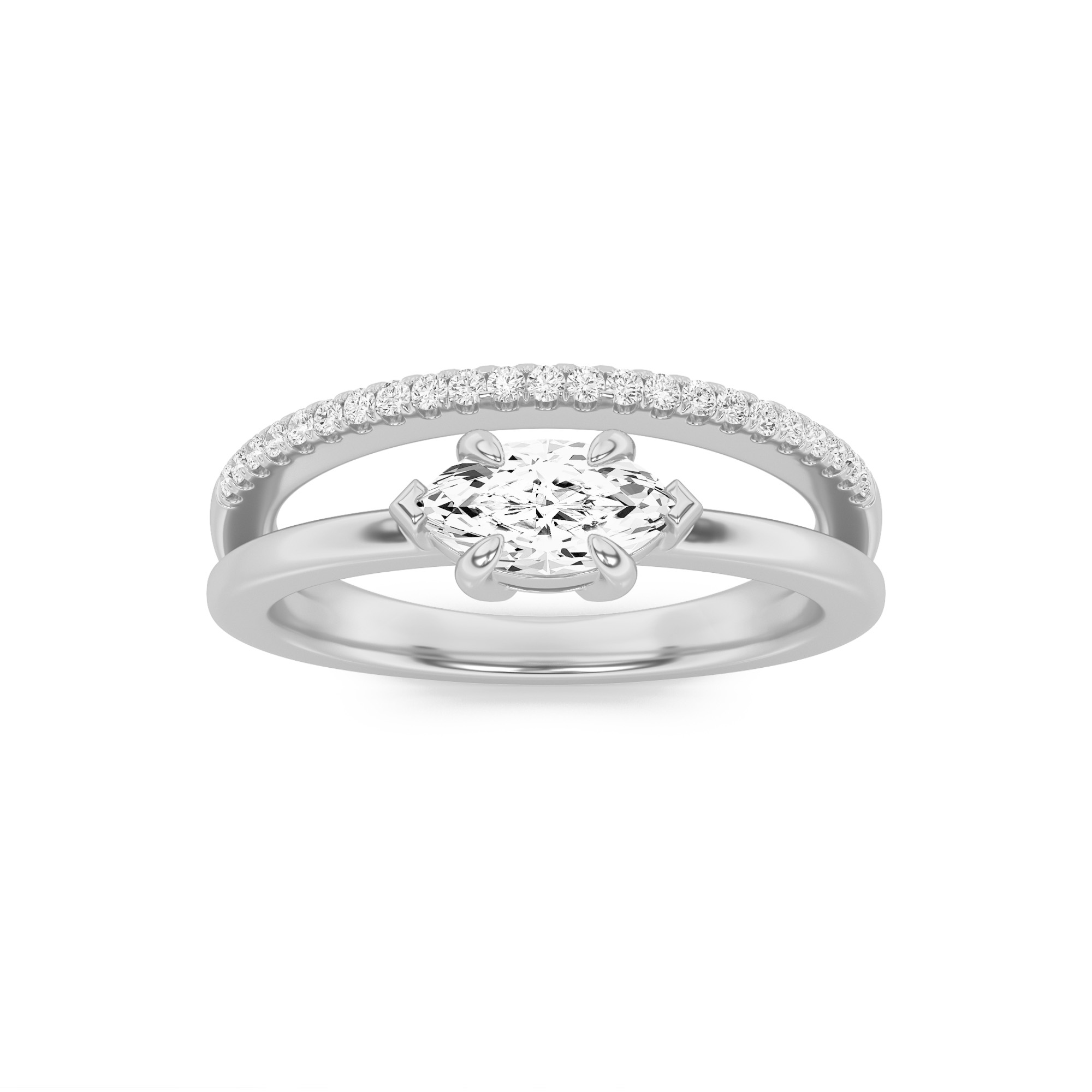 0.5Cttw Marquise Shaped Lab Grown Diamond (F/VS) Fashion Ring in 14K Gold