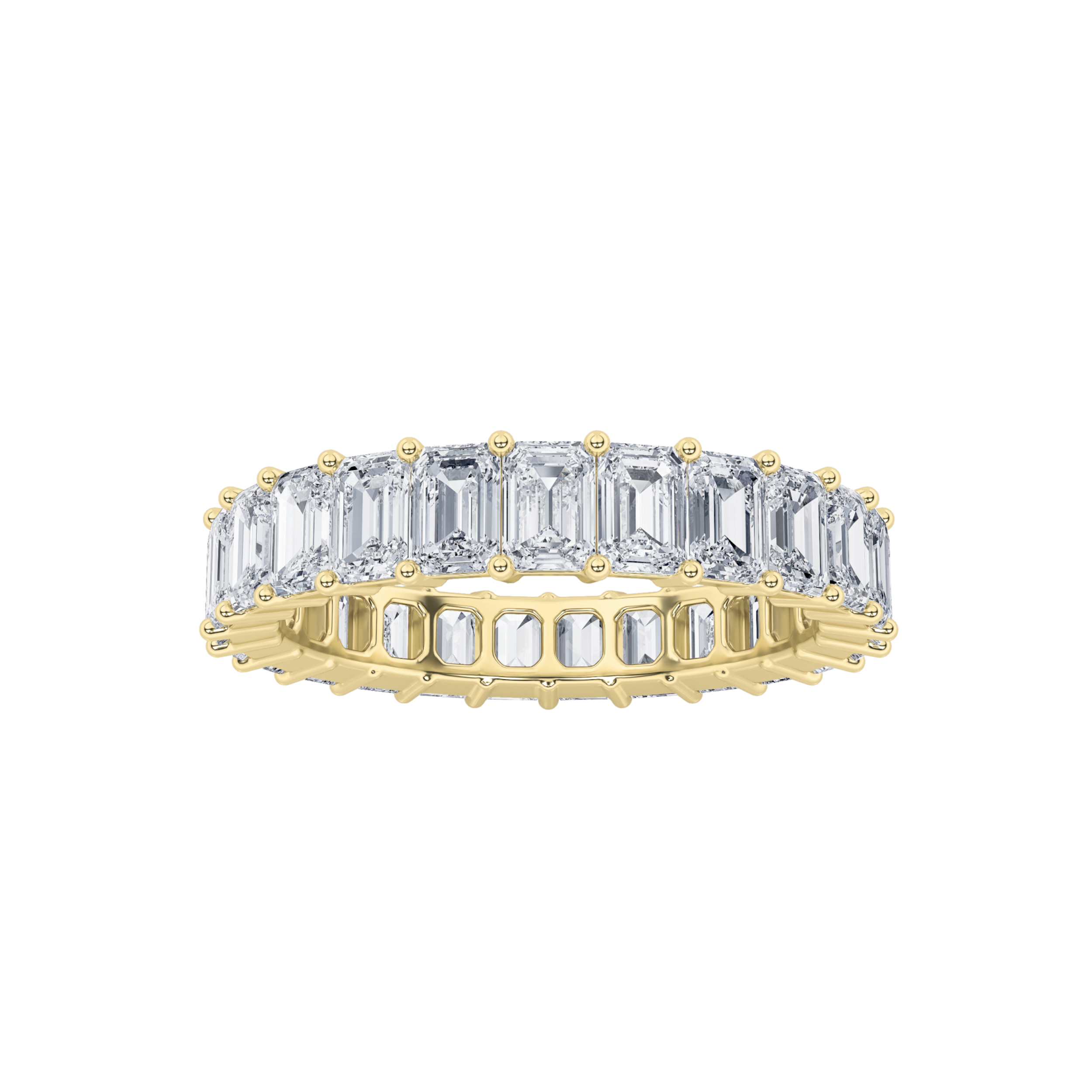 3.25Cttw Emerald Shaped Lab Grown Diamond Split Prong Eternity Ring in 14K Gold (F/VS)