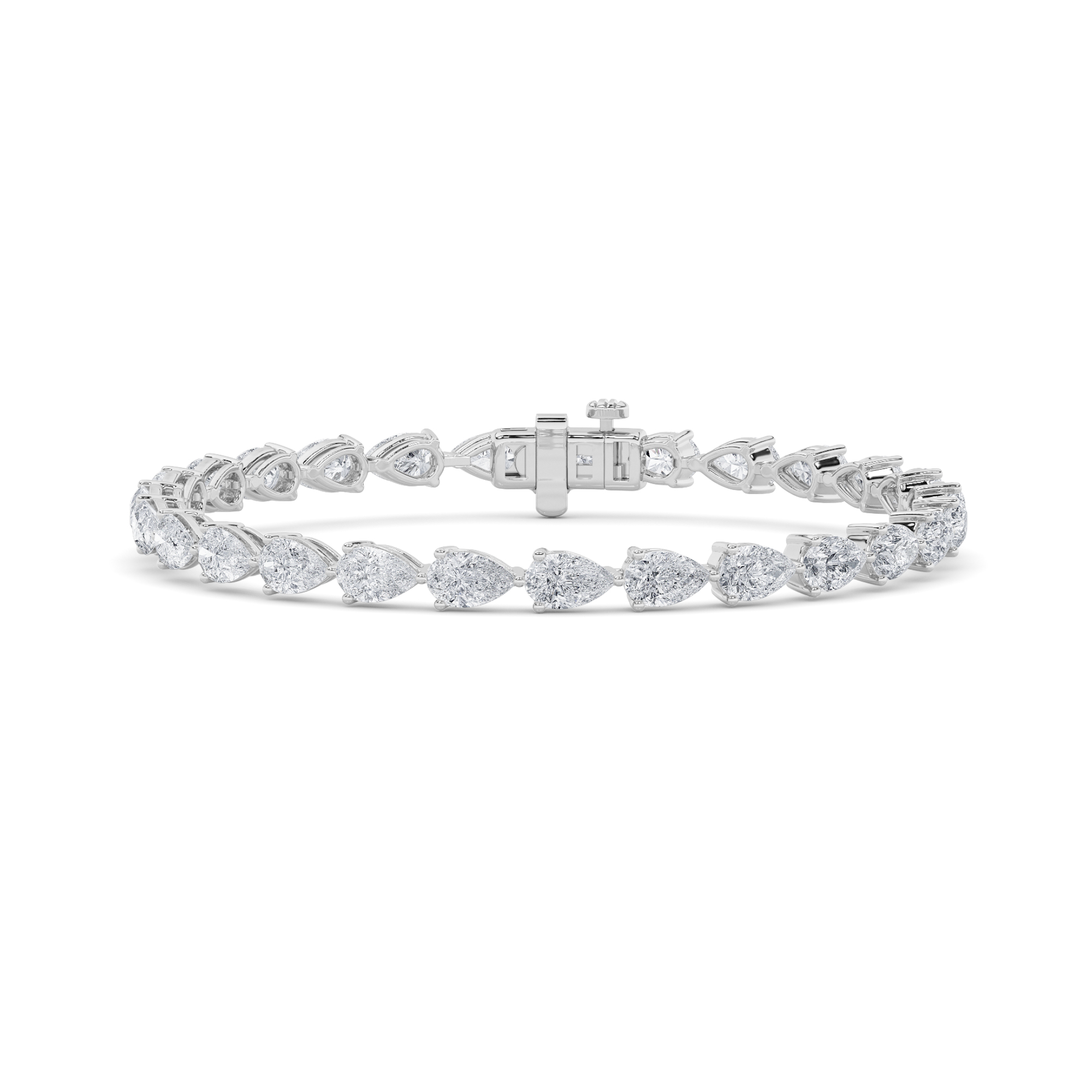 8.5Cttw Pear Shaped Lab Grown Diamond (F/VS) Fancy Line Bracelet in 14K Gold