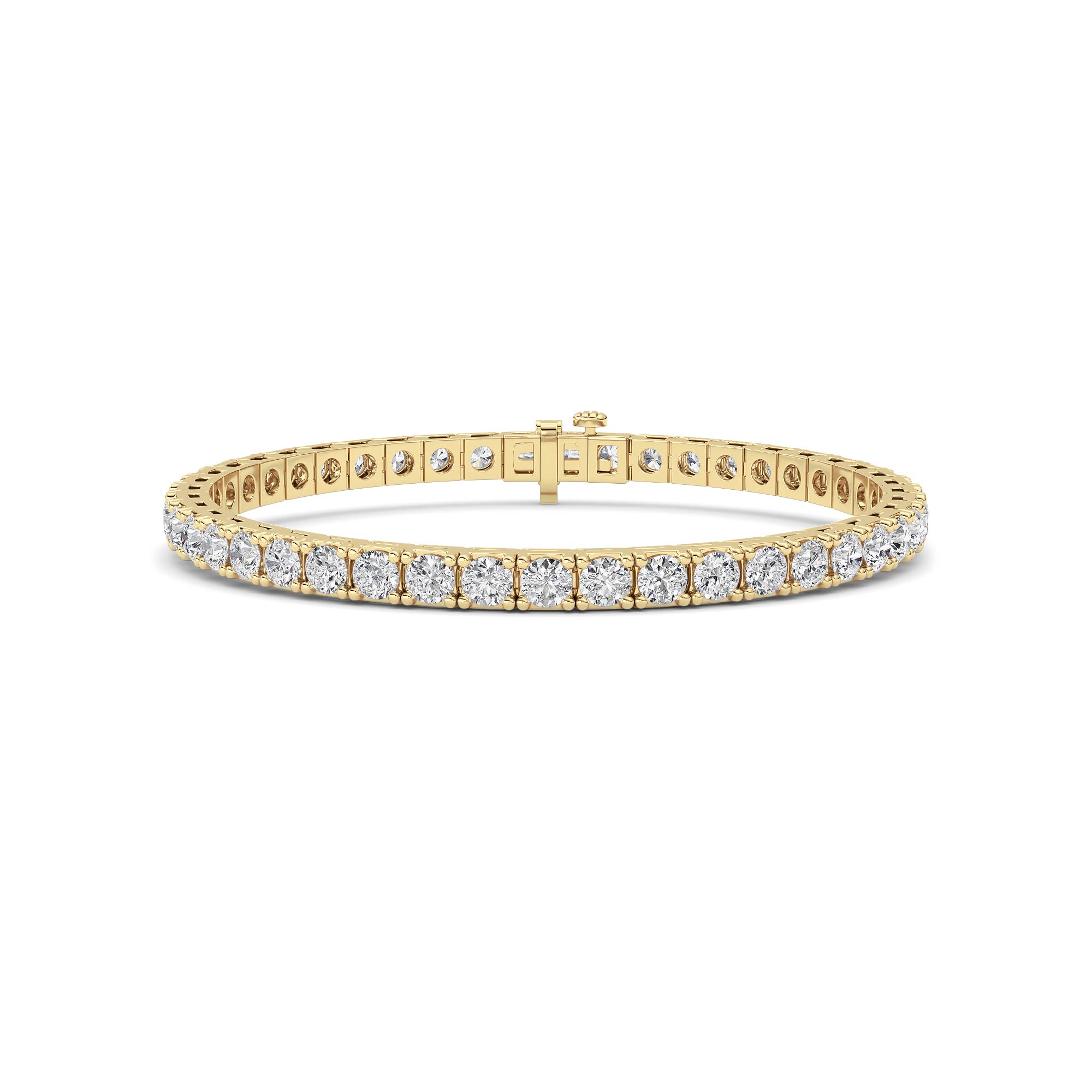 10Cttw Round Shaped Lab Grown Diamond (F/VS) Bracelet in 14K Gold