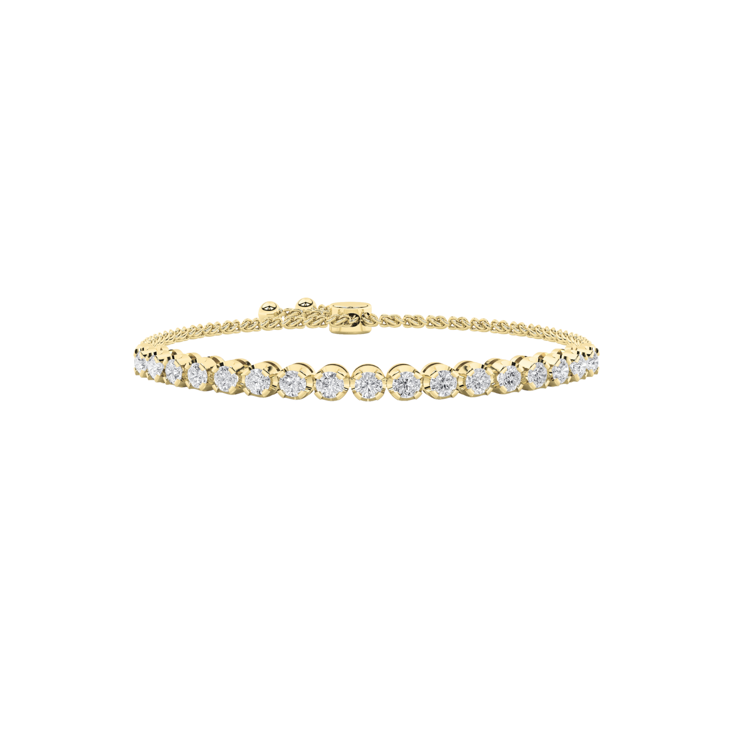 2Cttw Round Shaped Lab Grown Diamond (F/VS) Bolo Bracelet in 14K Gold