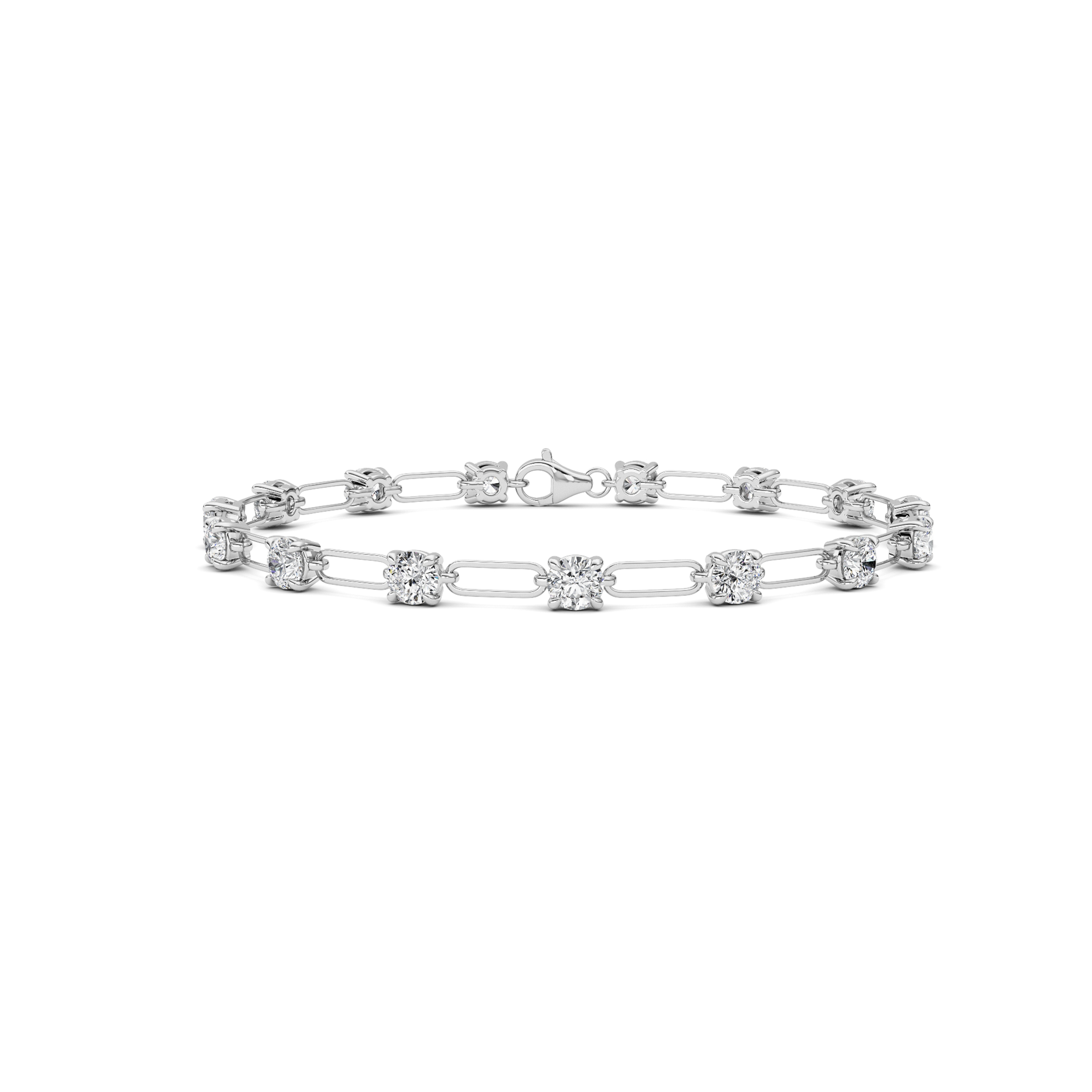 3Cttw Round Shaped Lab Grown Diamond (F/VS) Station Bracelet in 14K Gold