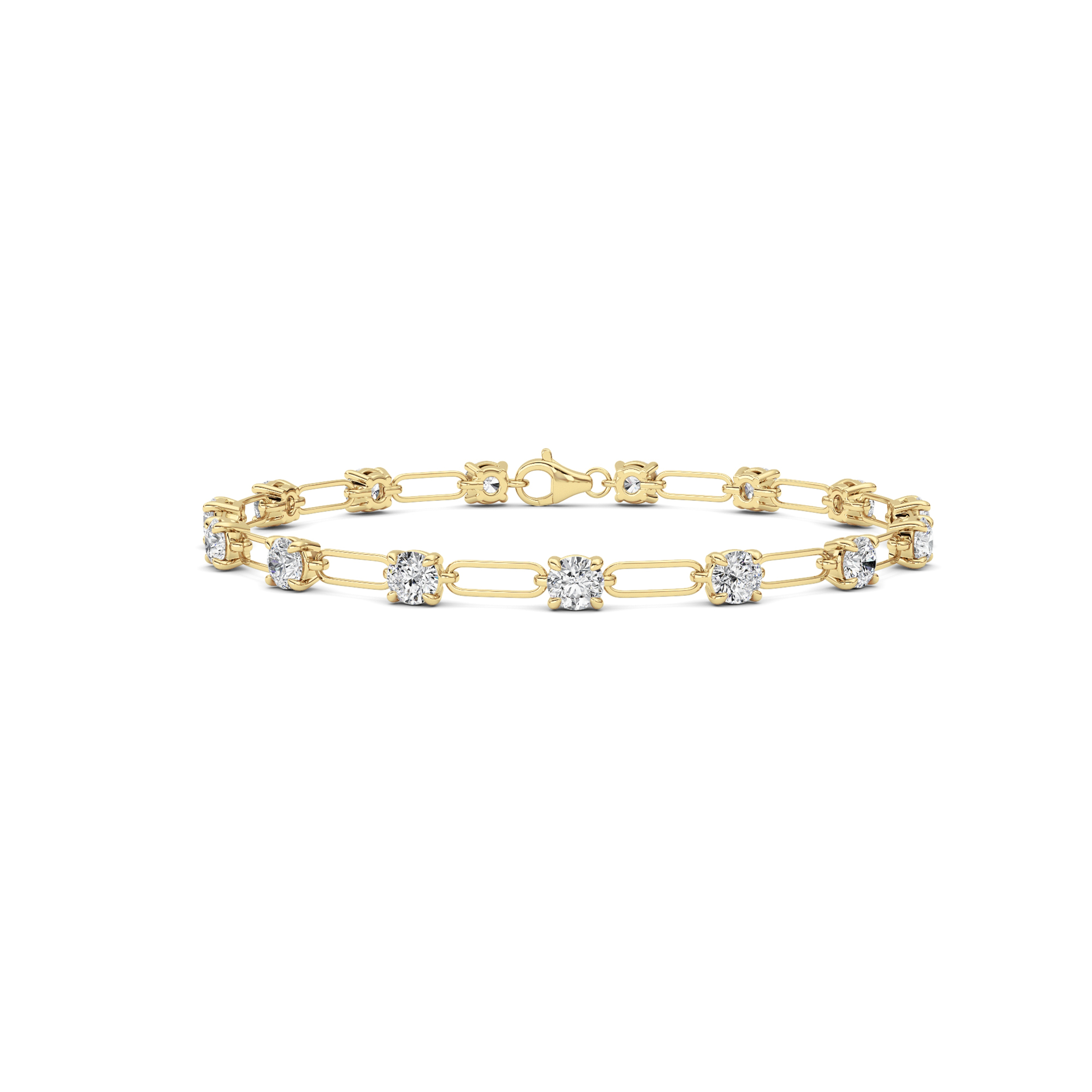 3Cttw Round Shaped Lab Grown Diamond (F/VS) Station Bracelet in 14K Gold