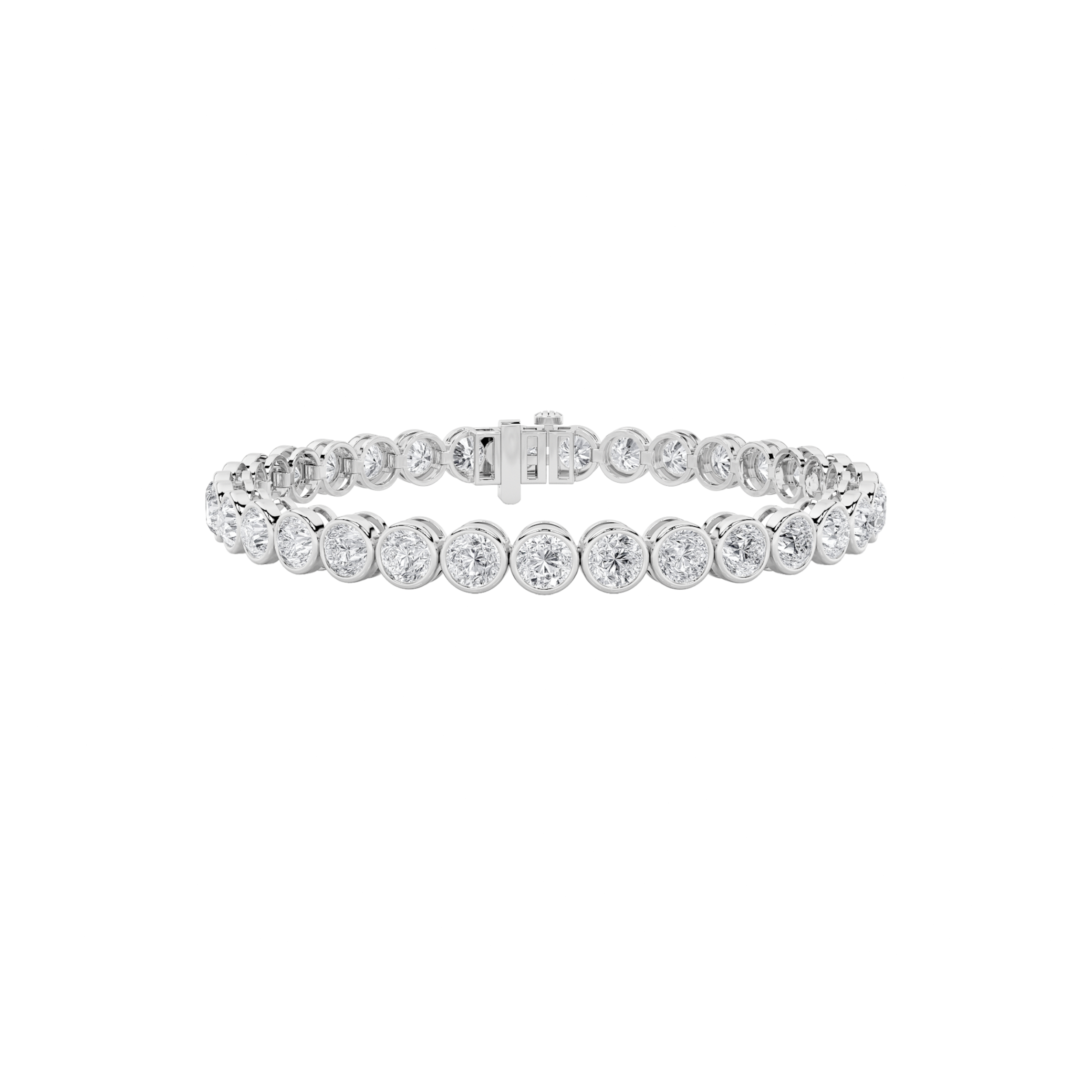 10Cttw Round Shaped Lab Grown Diamond (F/VS) East West Bezel Set Bracelet in 14K Gold