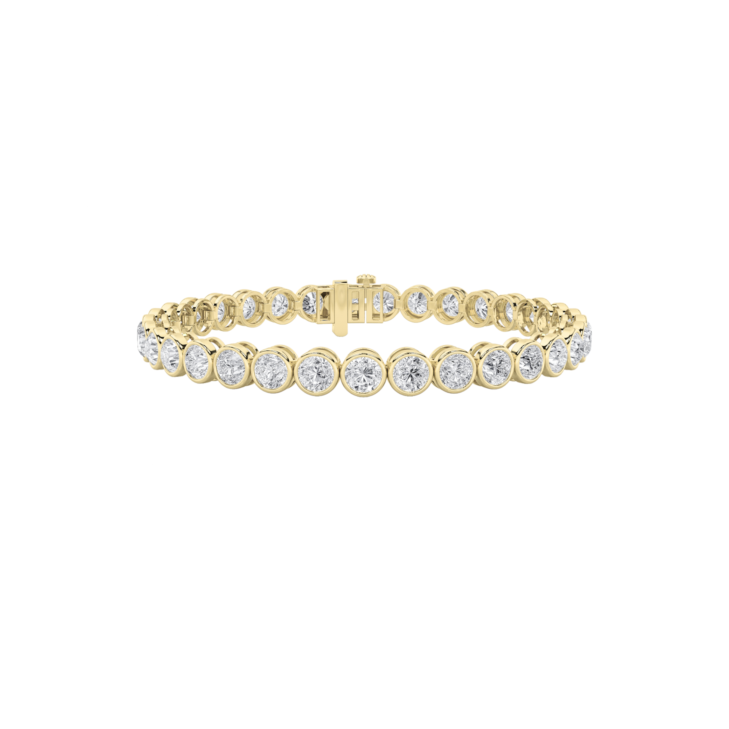 10Cttw Round Shaped Lab Grown Diamond (F/VS) East West Bezel Set Bracelet in 14K Gold