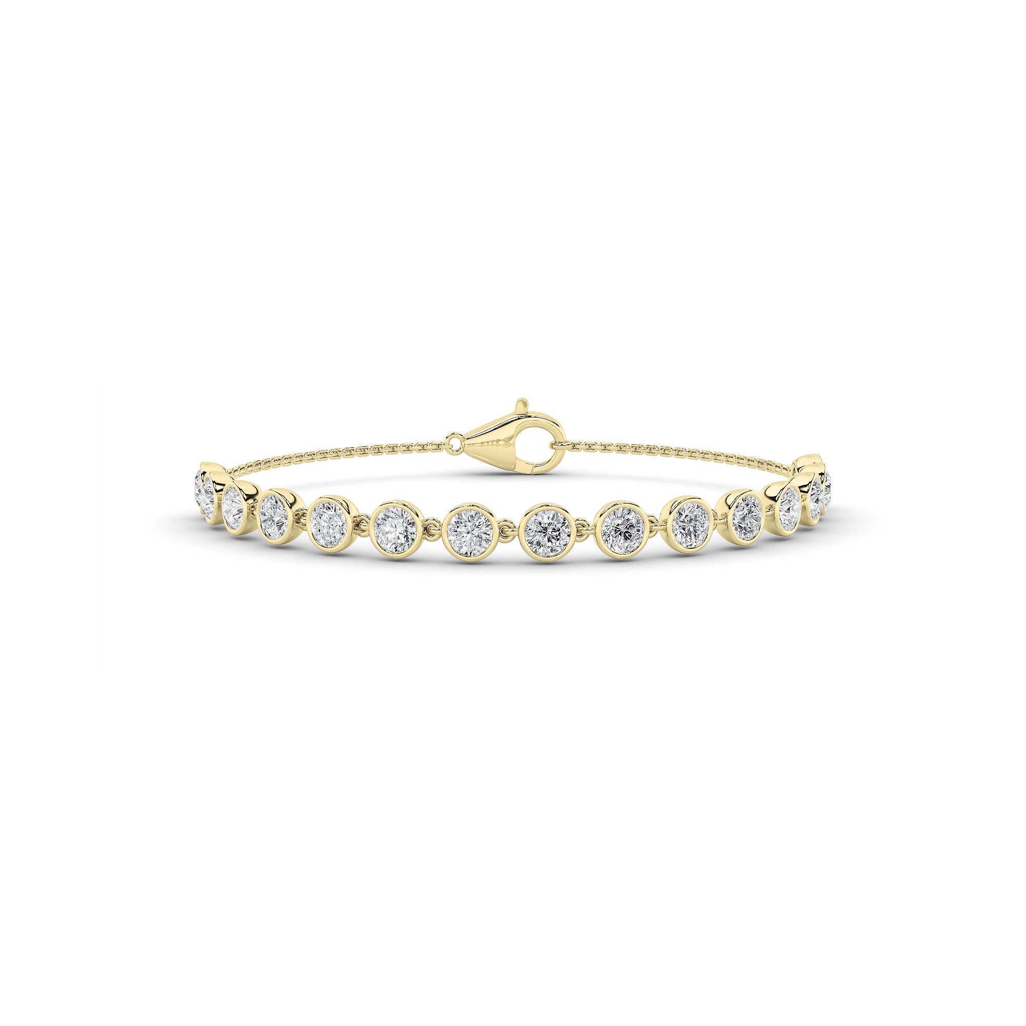 3Cttw Round Shaped Lab Grown Diamond (F/VS) Bezel Set Bracelet in 14K Gold
