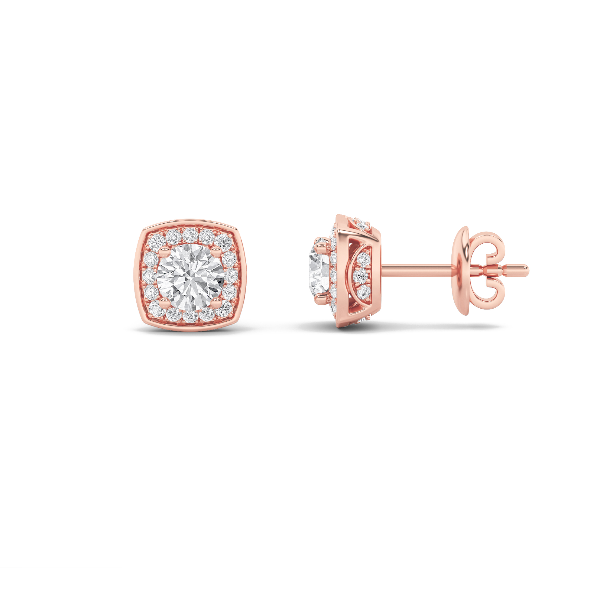 2Cttw Round Shaped Lab Grown Diamond (F/VS)  Earrings in 14K Gold