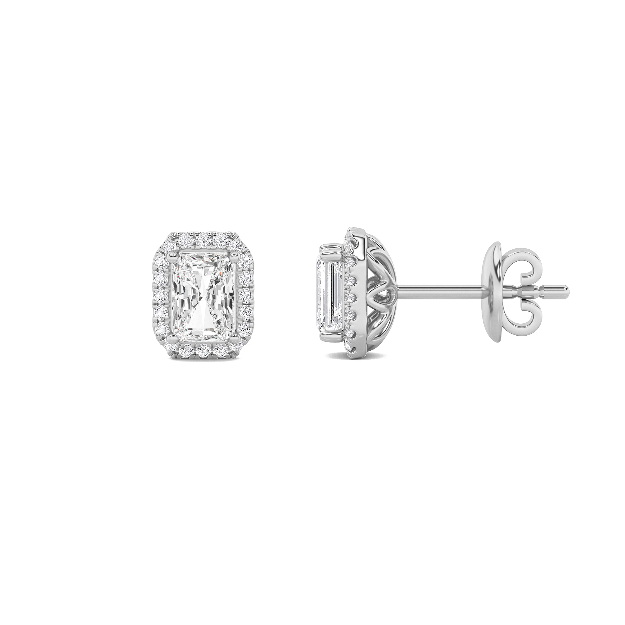 2Cttw Radiant Shaped Lab Grown Diamond (F/VS)  Earrings in 14K Gold