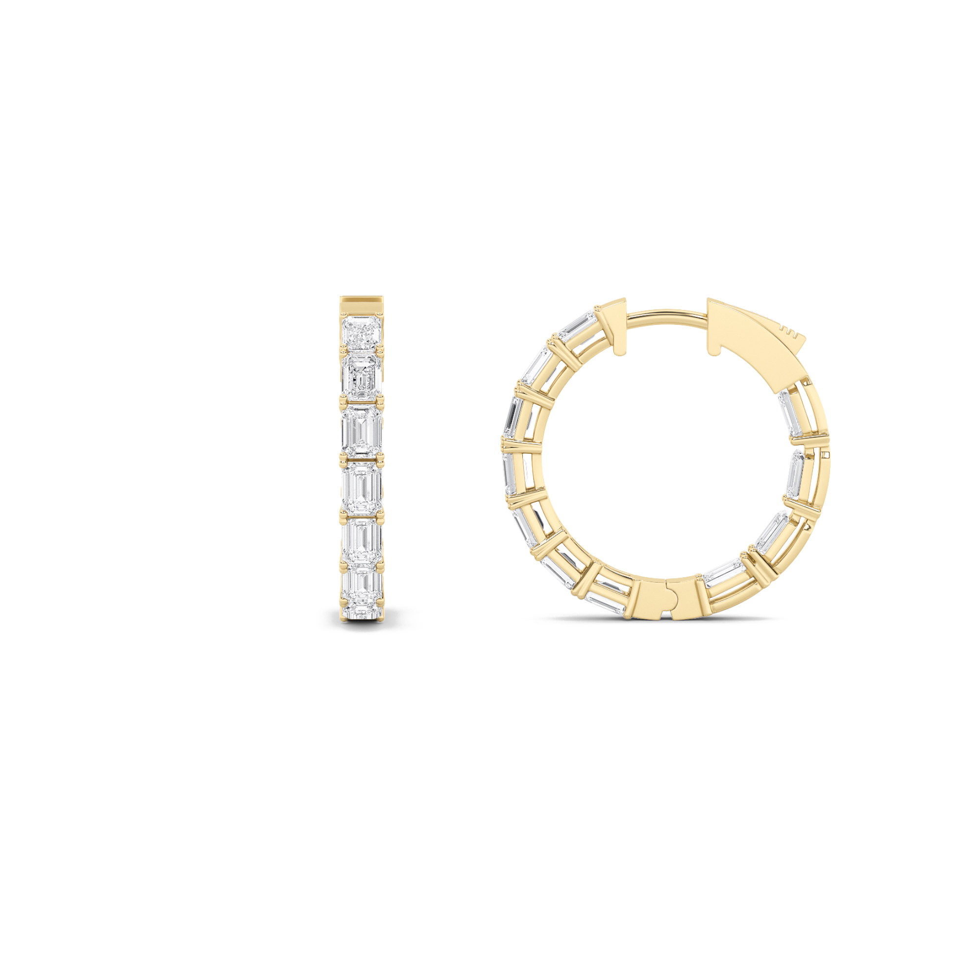 3.5Cttw Emerald Shaped Lab Grown Diamond (F/VS)  Earrings in 14K Gold