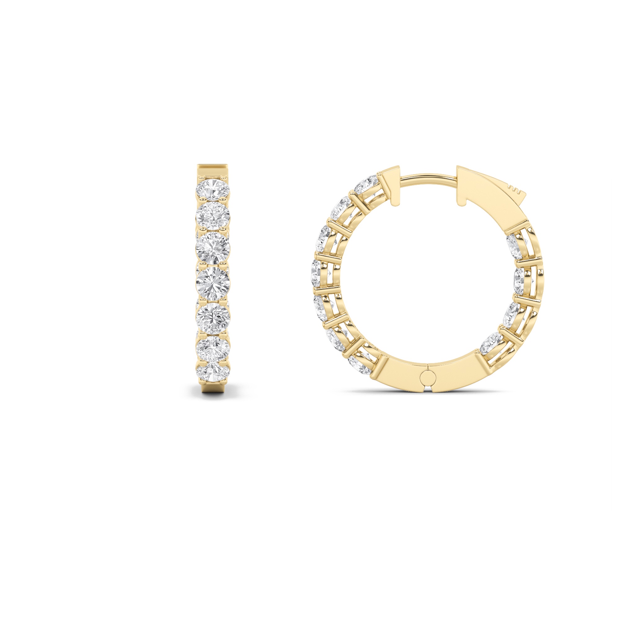 4Cttw Round Shaped Lab Grown Diamond (F/VS) Inside Out Hoop Earrings in 14K Gold