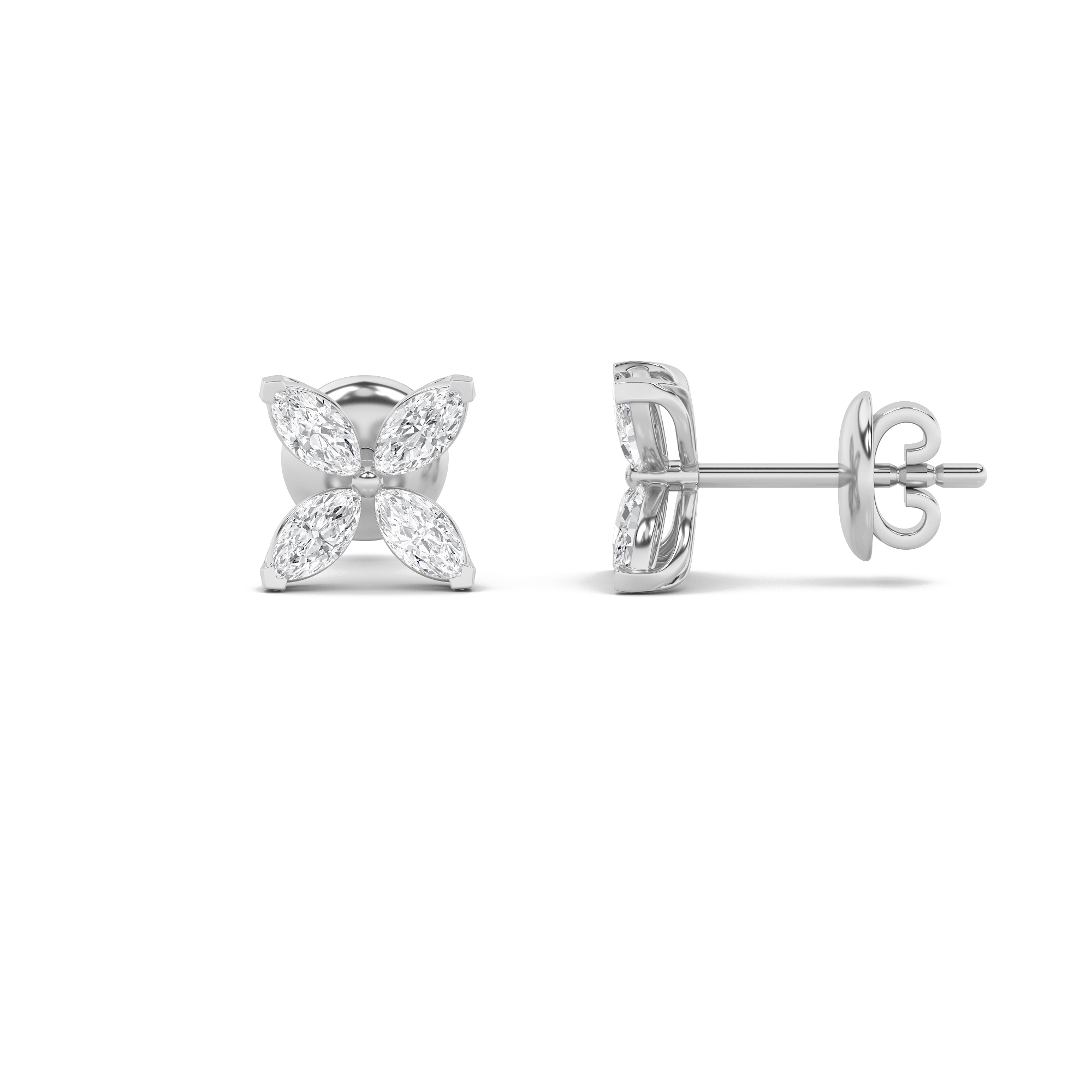 1.5Cttw Marquise Shaped Lab Grown Diamond (F/VS) Flower Earrings in 14K Gold