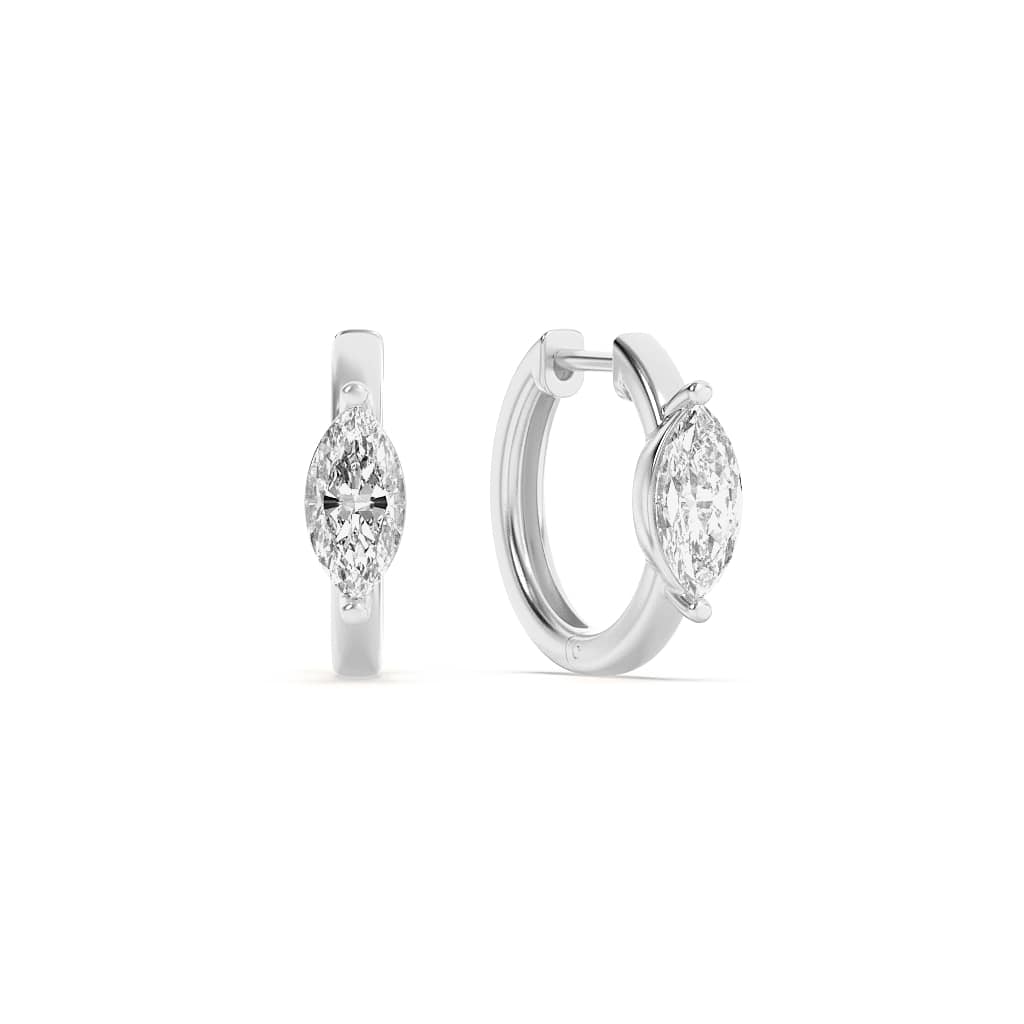 3.5Cttw Marquise Shaped Lab Grown Diamond (F/VS) Solitaire Huggie Earrings in 14K Gold