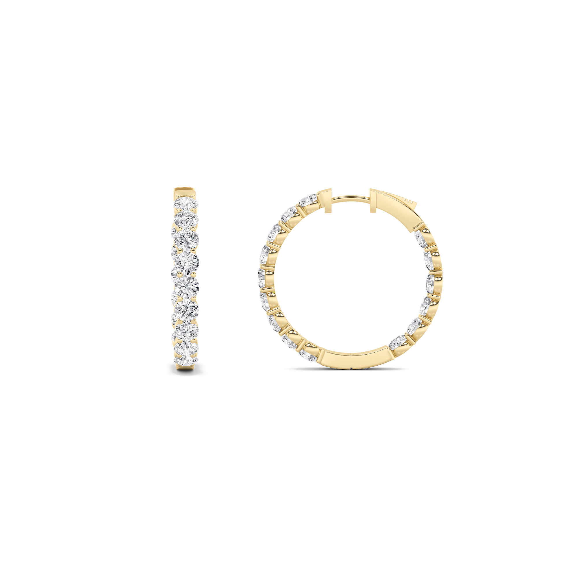 3Cttw Round Shaped Lab Grown Diamond (F/VS) Inside out Hoop Earrings in 14K Gold
