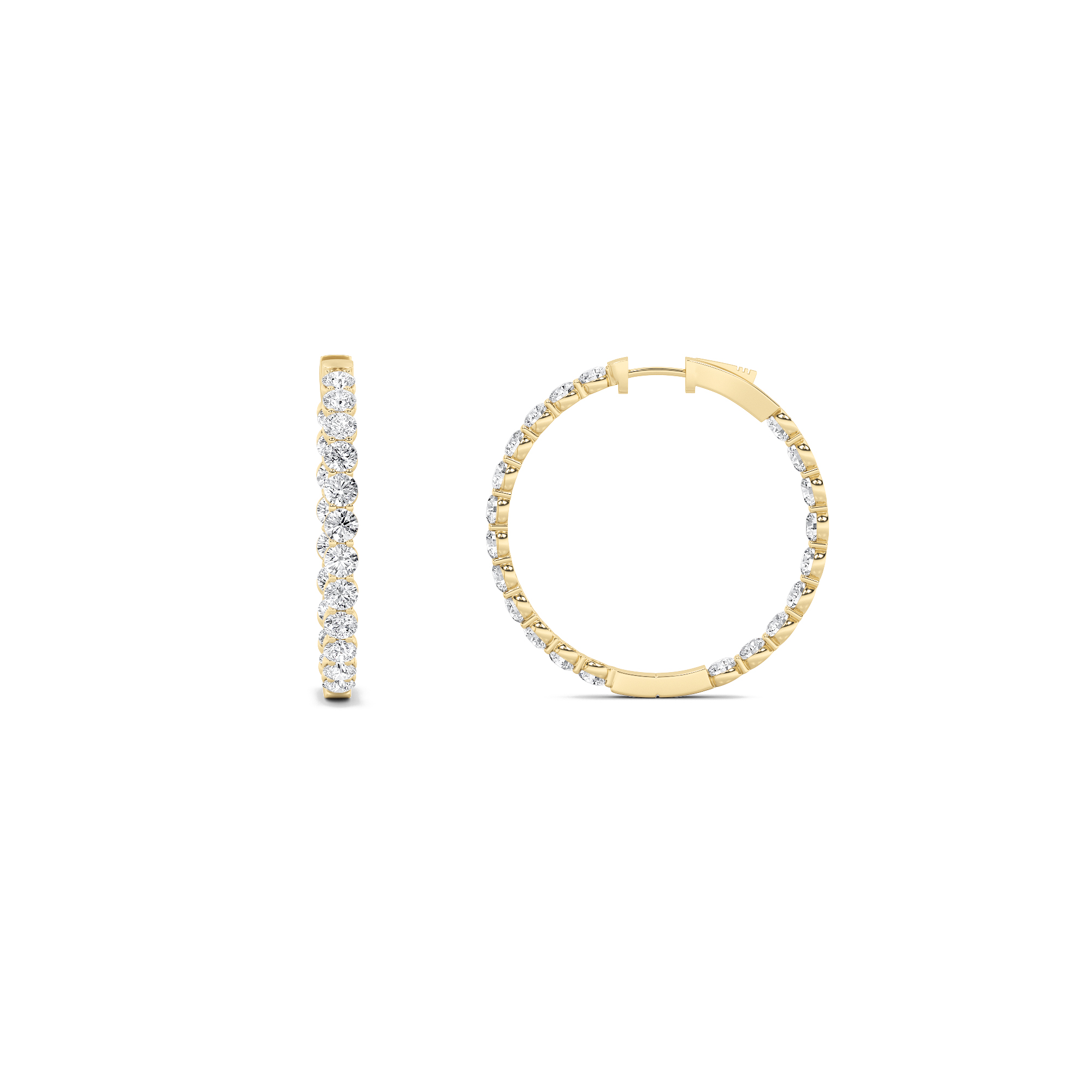 7Cttw Round Shaped Lab Grown Diamond (F/VS) Indise out Hoop Earrings in 14K Gold