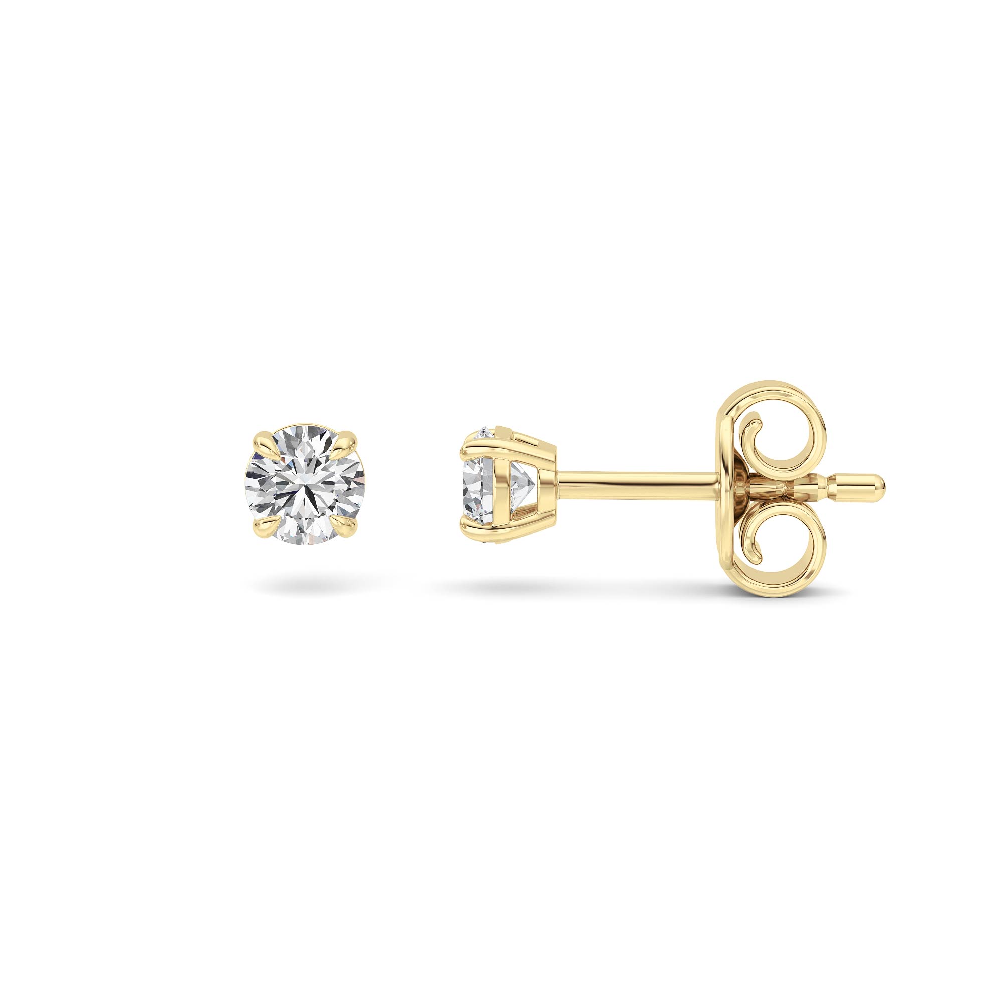1Cttw Princess Shaped Lab Grown Diamond (F/VS) Classic Basket Set Stud Earrings in 14K Gold