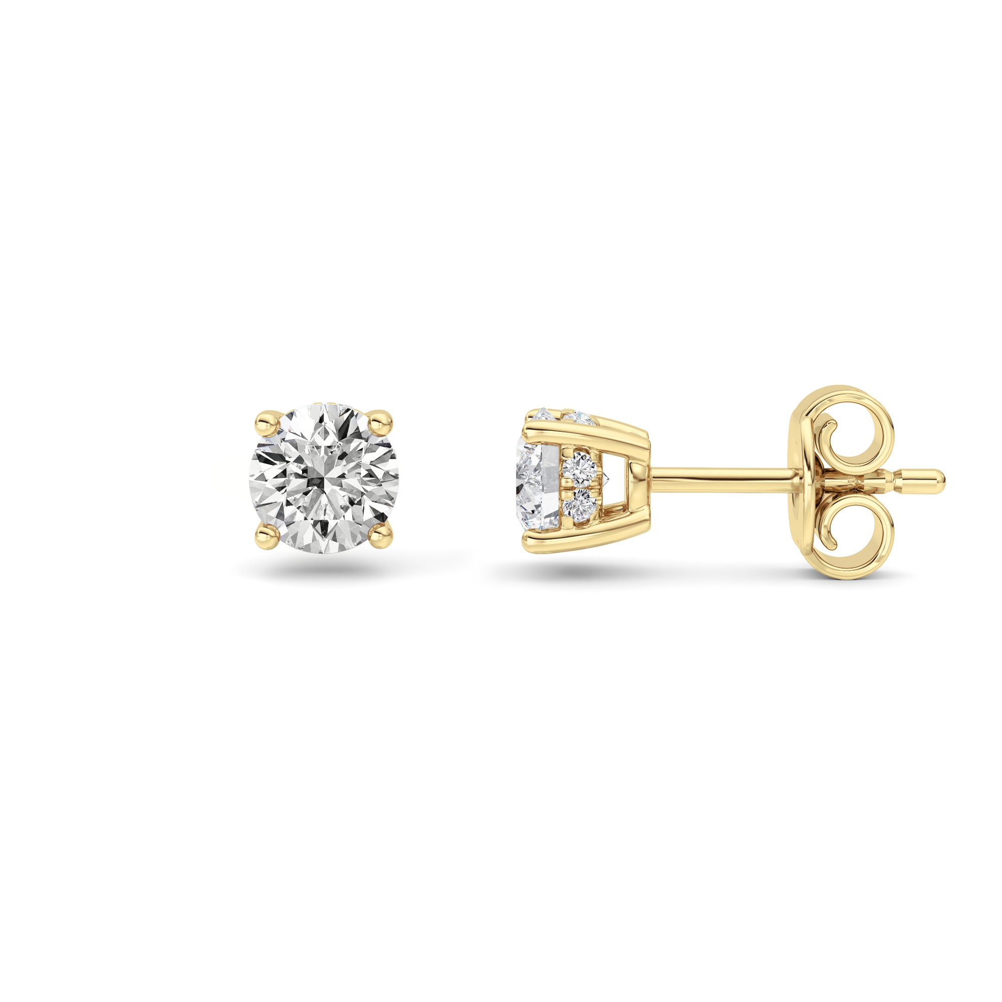 1Cttw Princess Shaped Lab Grown Diamond (F/VS) Hidden Halo Stud Earrings in 14K Gold