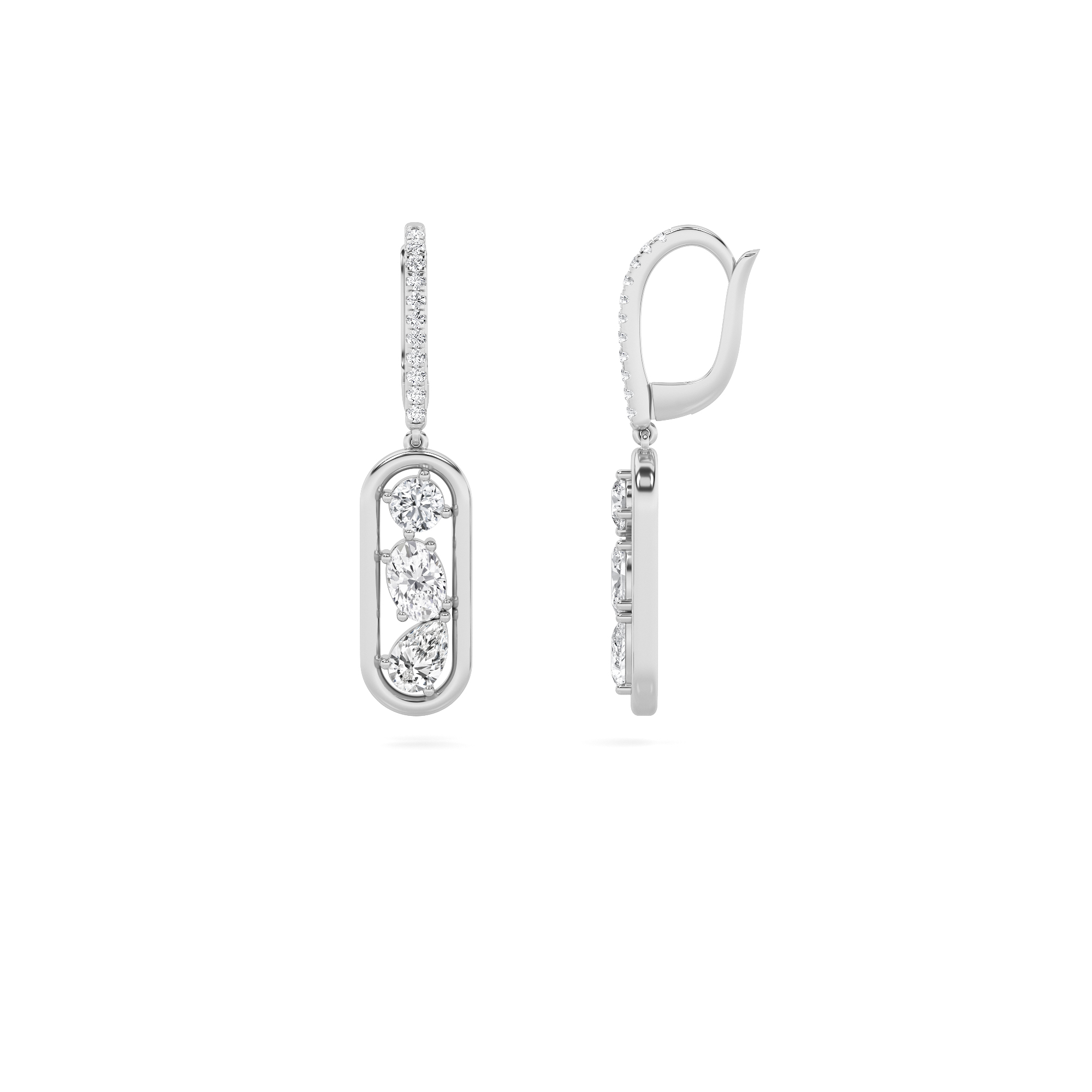 1.5Cttw Oval Shaped Lab Grown Diamond (F/VS) Paperclip Dangle Earrings in 14K Gold