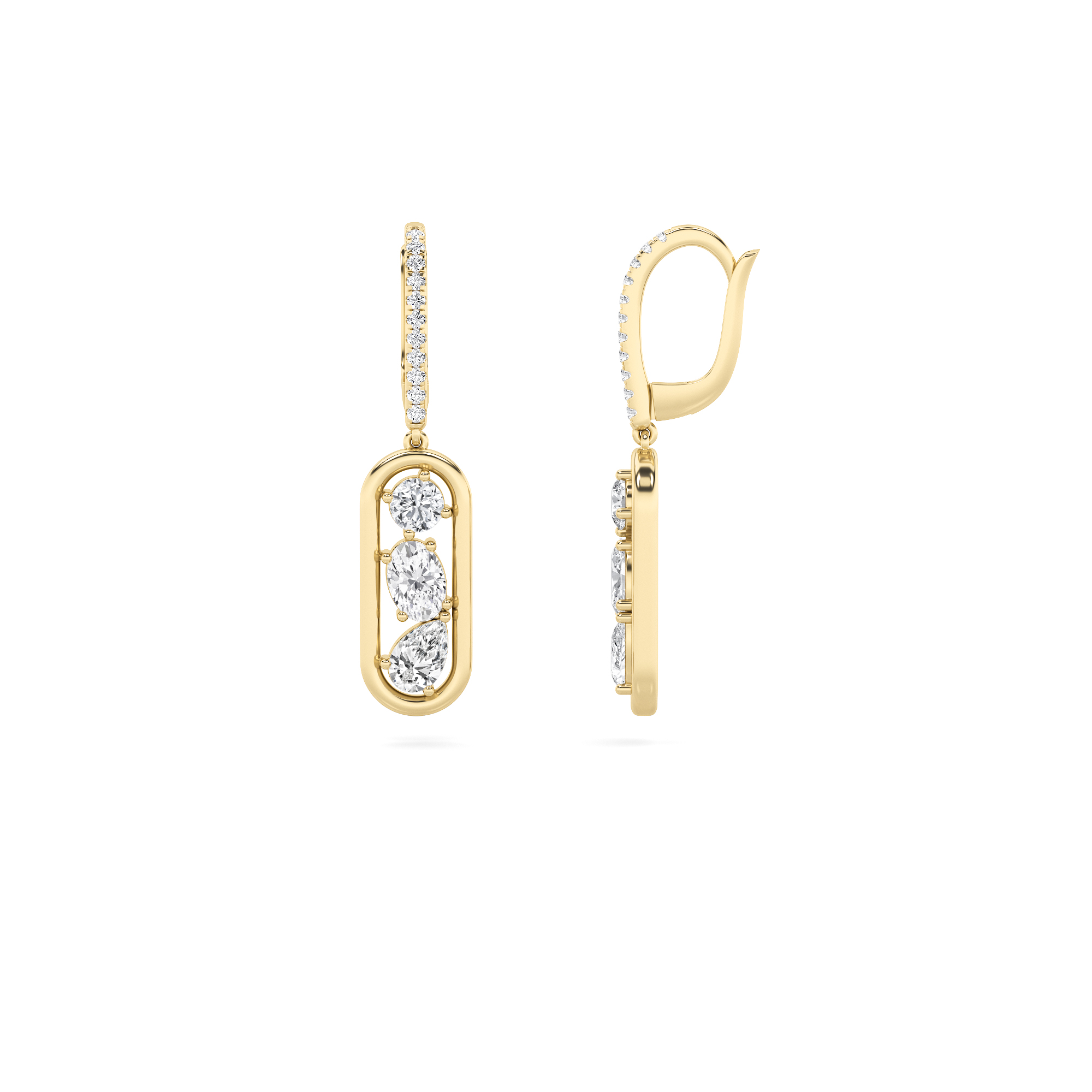 1.5Cttw Oval Shaped Lab Grown Diamond (F/VS) Paperclip Dangle Earrings in 14K Gold