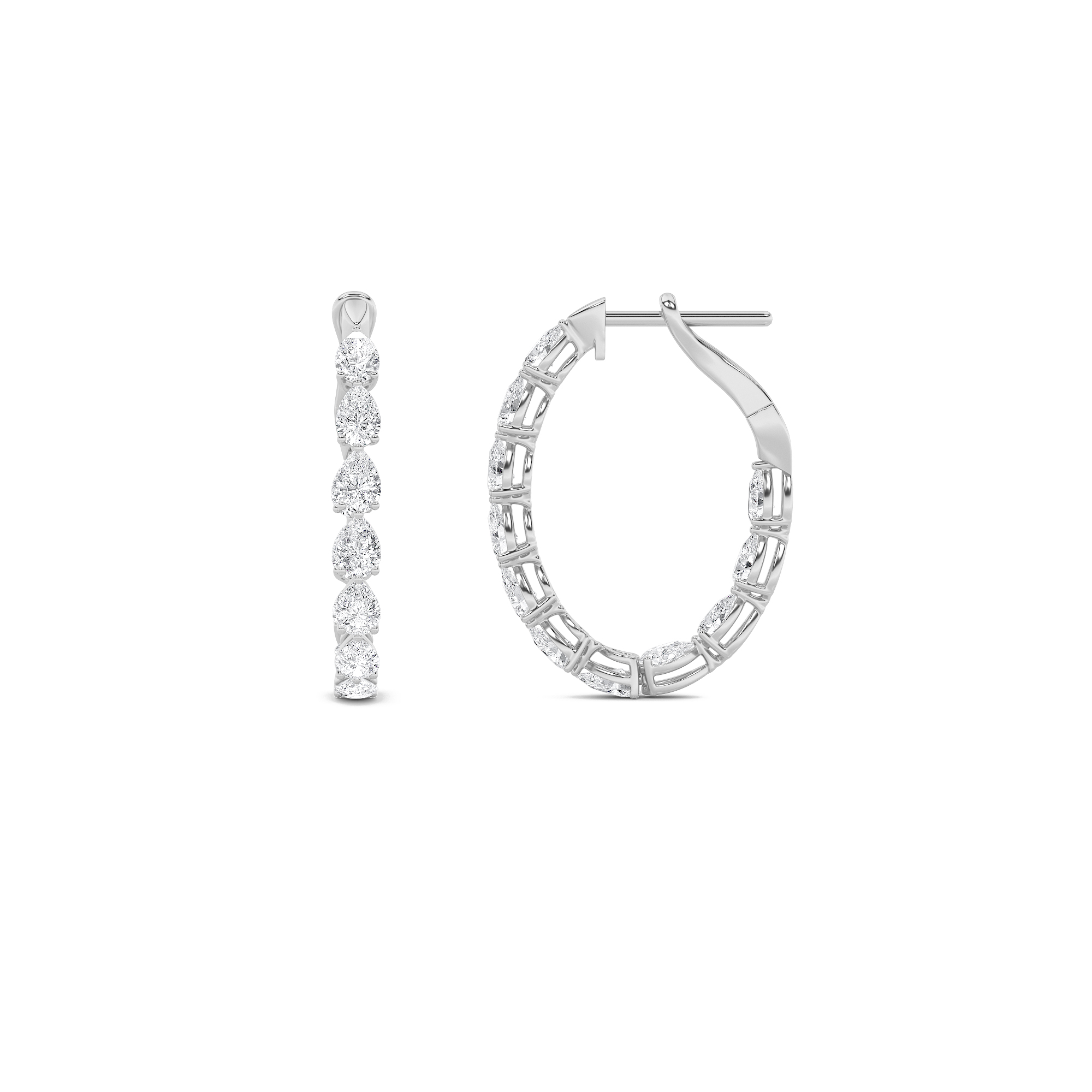 4.25Cttw Pear Shaped Lab Grown Diamond (F/VS) Inside Out Hoop Earrings in 14K Gold