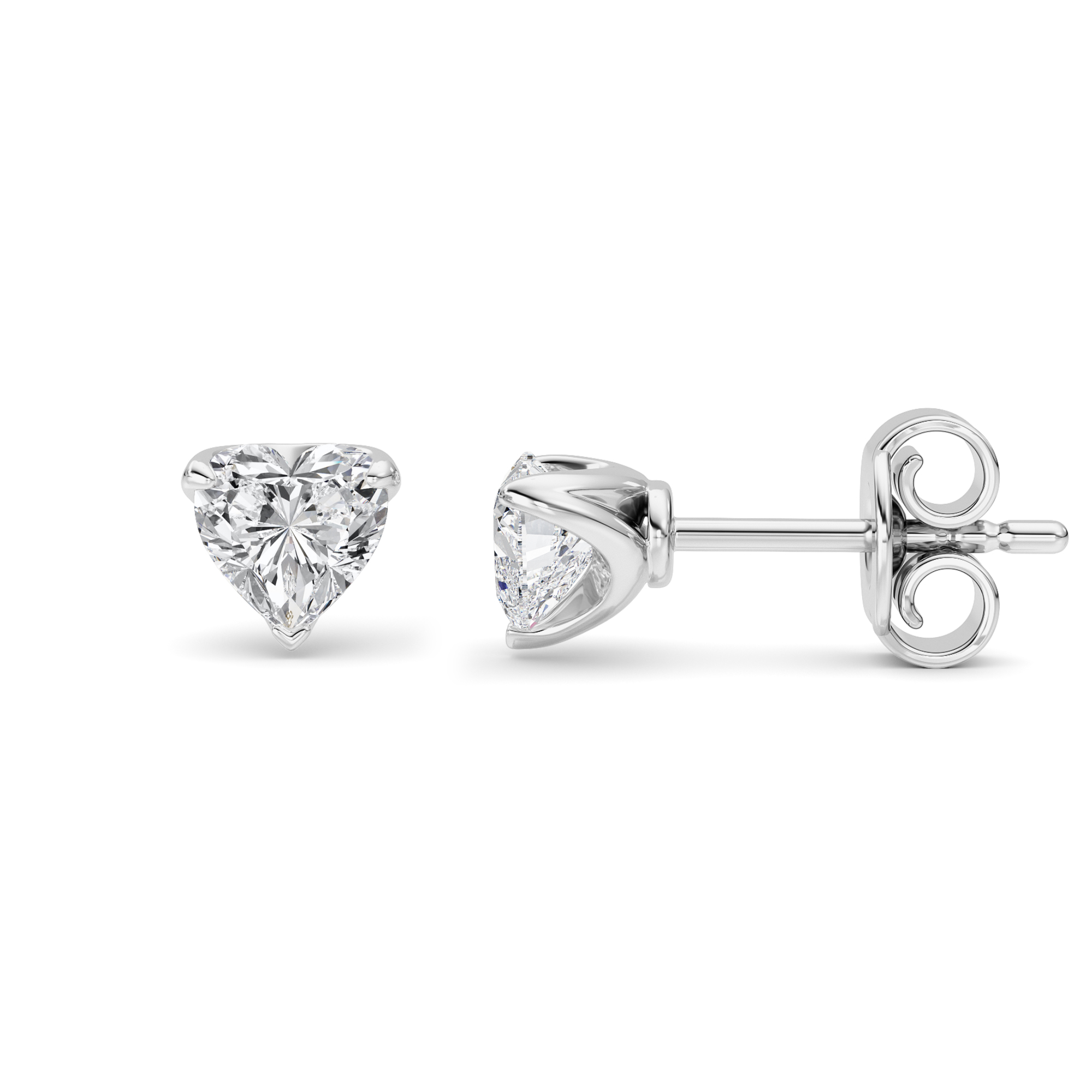 2Cttw Heart Shaped Lab Grown Diamond (F/VS) Heart Shaped Earrings in 14K Gold